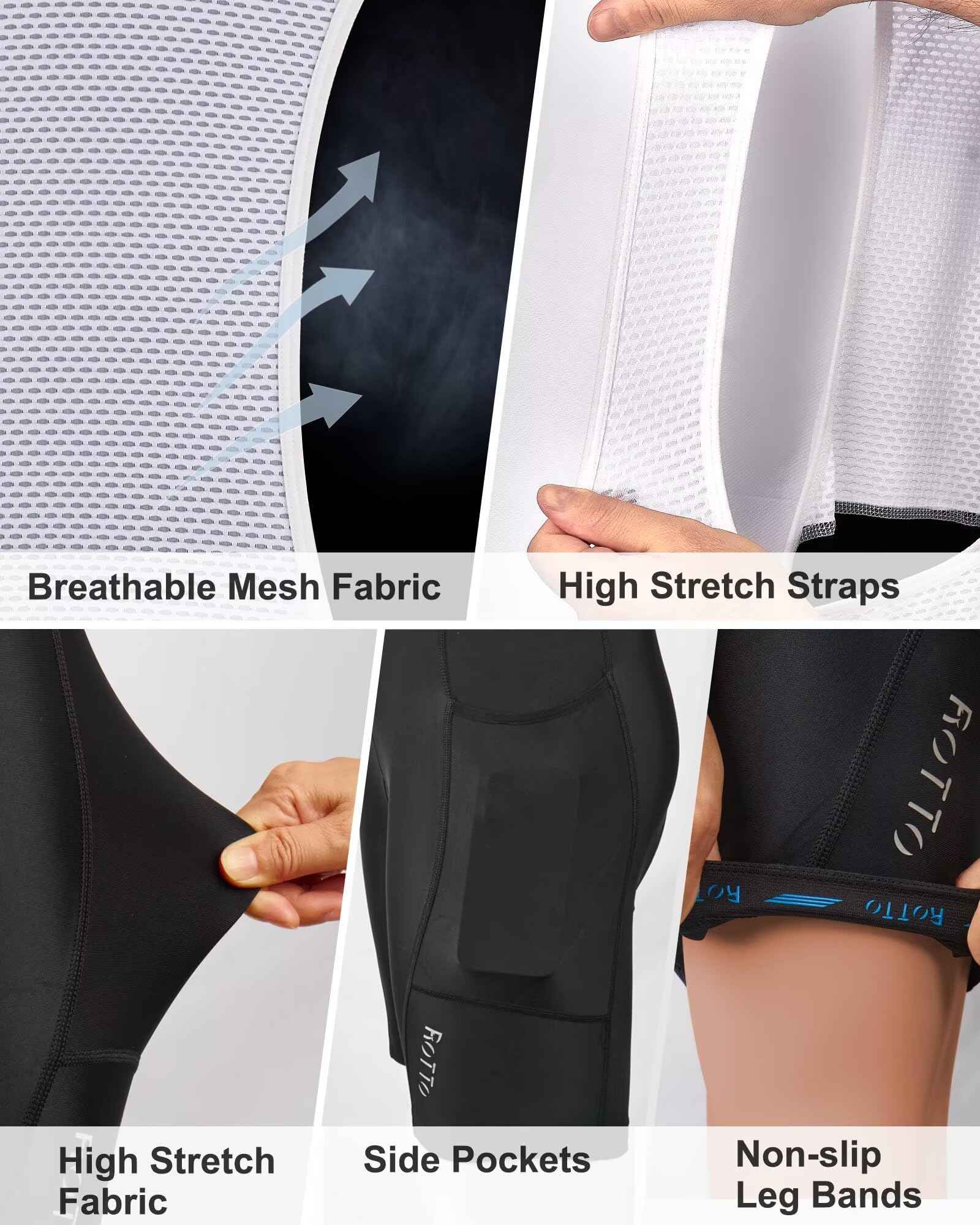 ROTTO Cuissard de Cyclisme pour Femme, rembourré d'éponge et de Gel, Respirant et Ultra-Extensible