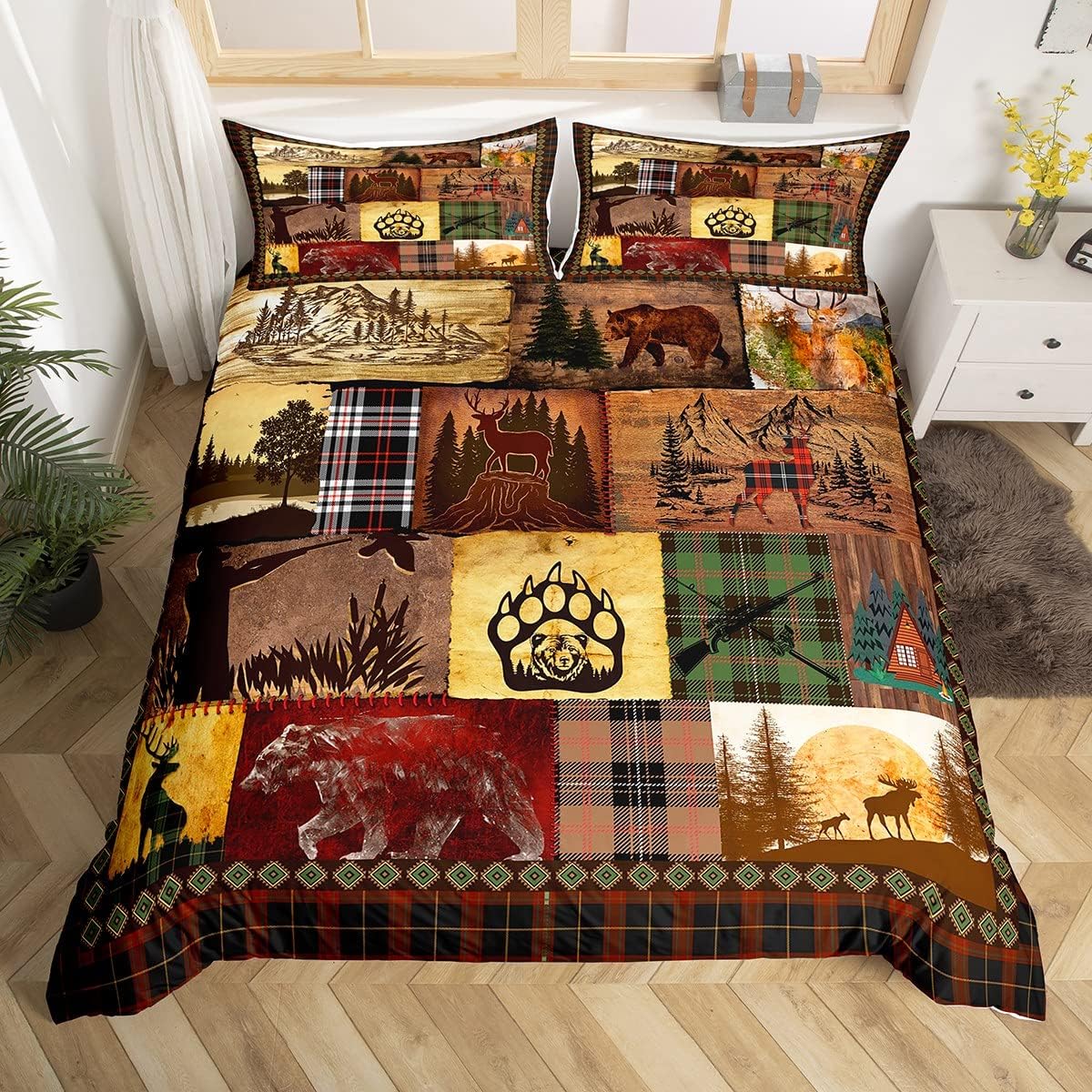 Rustic Cabin Lodge Bedding Set Patchwork Duck Bear Deer