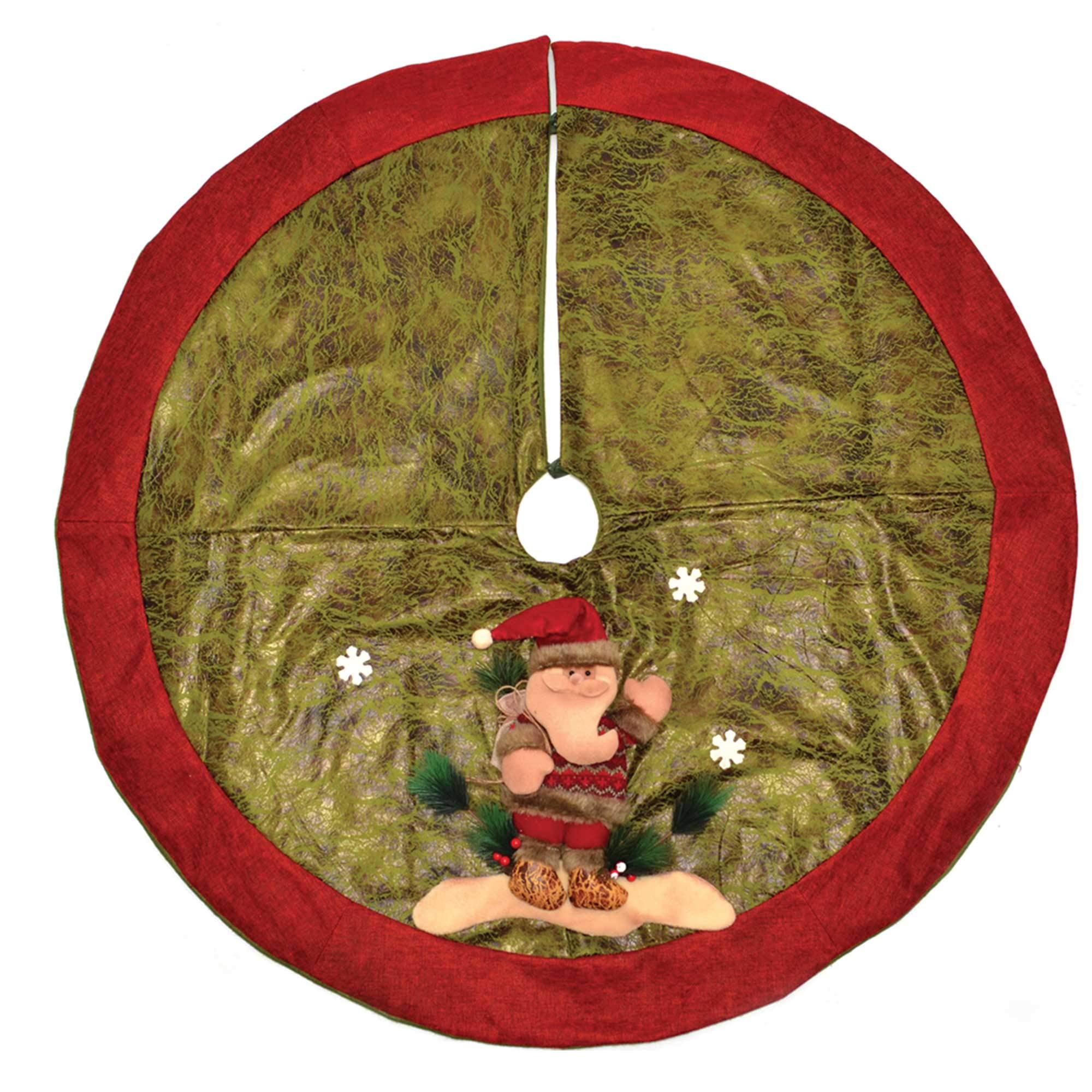 Deluxe Christmas Tree Skirt Base Cover with 3D Santa Handmade Xmas Width 122cm Perfect for 5ft-8ft Holiday Home Decorations