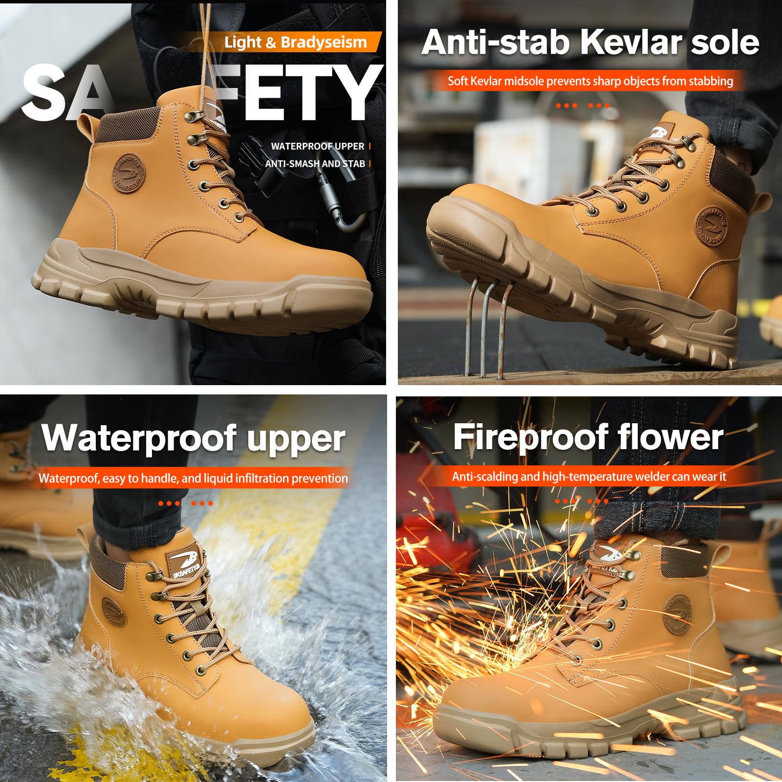 Chaussures de Sécurité Homme Femme Montante Antidérapant Chaussures de Travail Imperméables Embout en Acier
