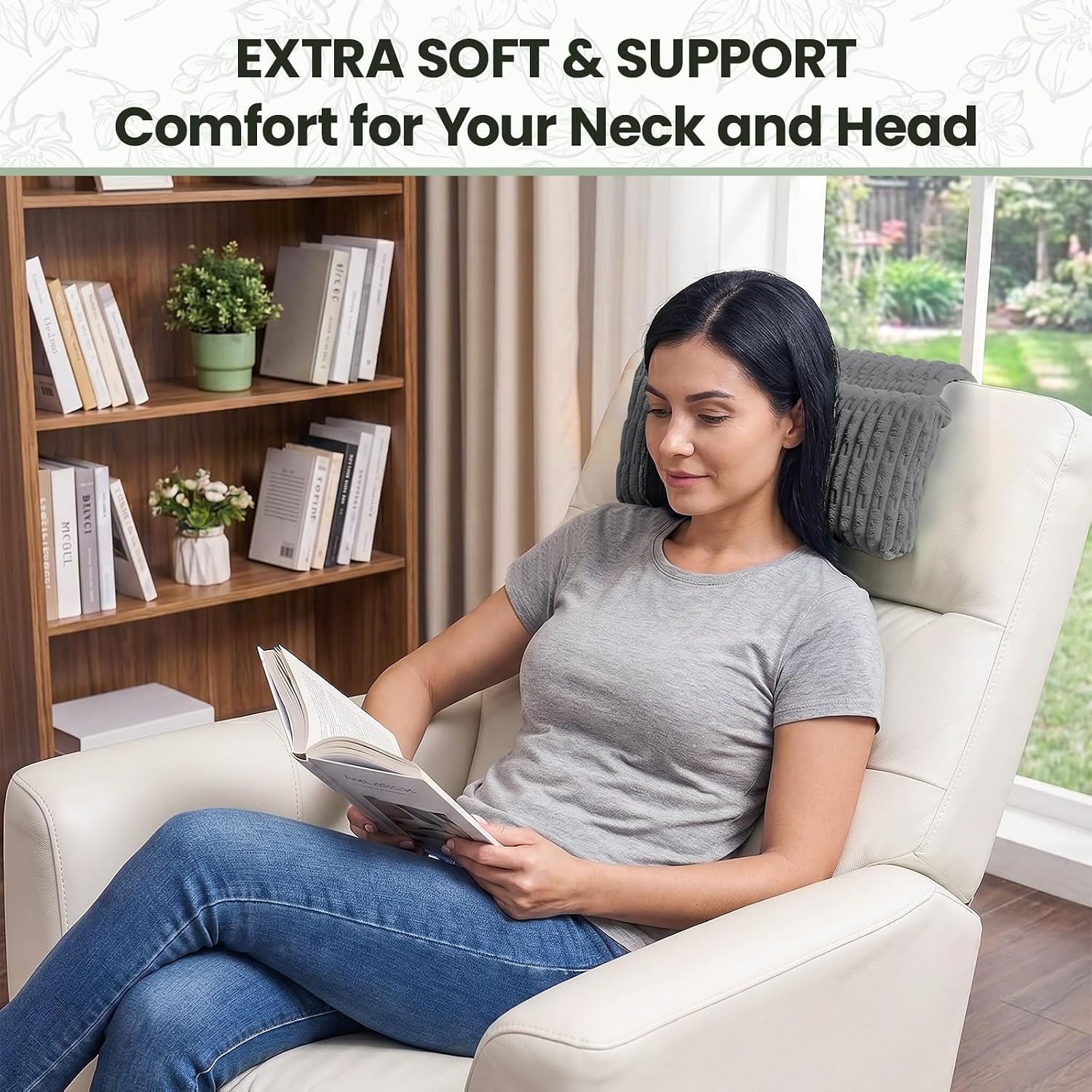 Recliner Pillow, Adjustable Neck Pillow for Recliner Chair | Soft corduroy, Weighted Non-Slip Flap, Adjustable Filling, Washable Cover, Ideal for Recliners, Sofas, Office Chairs