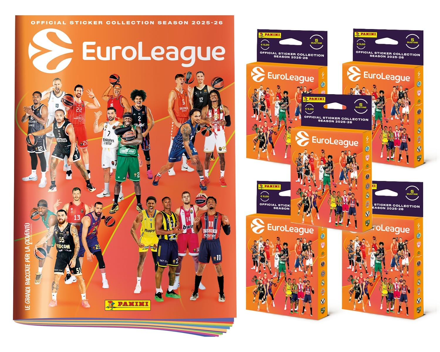 EuroLeague 2025-2026 Sticker Collection Panini - Super Starter Pack [Album + 25 Bustine]