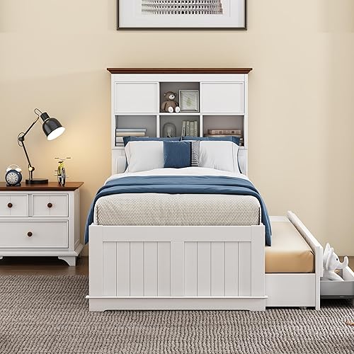 Miniatura 55 de Quarte Cama de plataforma de madera de tamaño matrimonial para niños con cabecera en forma de casa y luces nocturnas activadas por movimiento, no