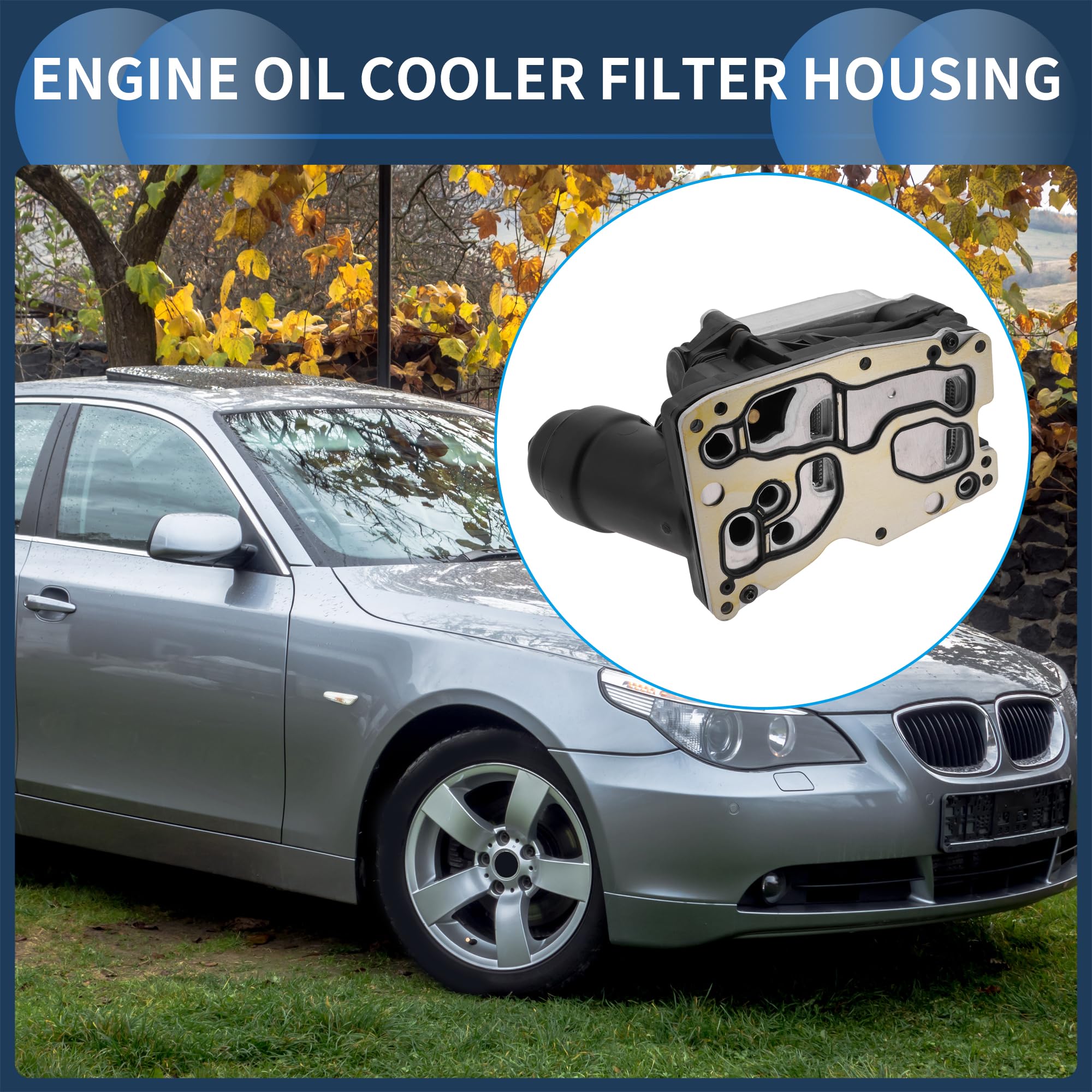 Refroidisseur D'Huile Du Moteur, Adaptateur De Boîtier De Filtre À Huile, No.11428507697/11-42-8-507-697 Pour Bmw X3 X5 328D En Alliage D'Aluminium Amélioré, Ton Argenté, 1 Pièce