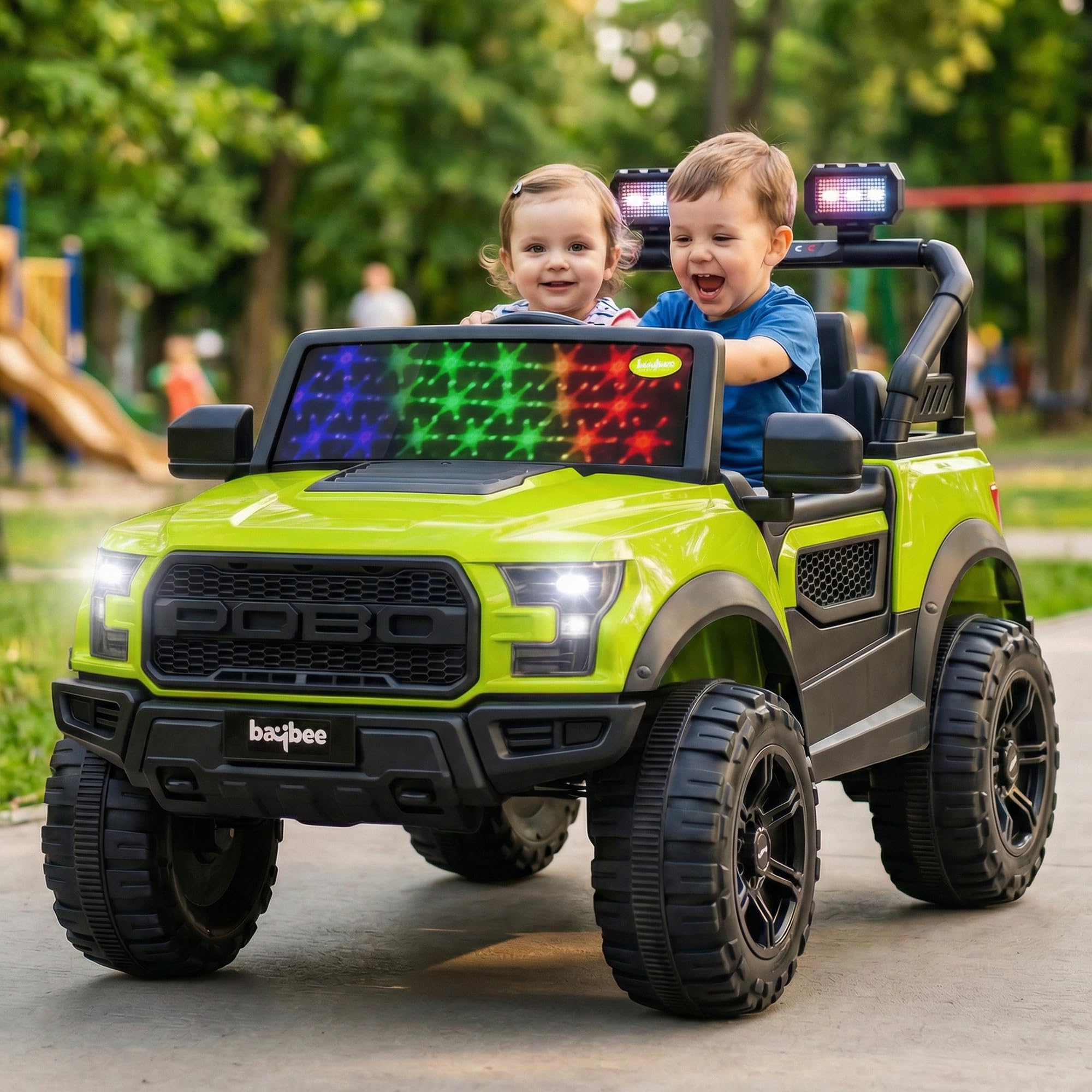 Baybee Bronco Baby Battery Operated Jeep for Kids | Ride on Toy Electric Car with LED Lights & Music | Rechargeable Battery Big Cars with Parental Control | Kids Car to Drive 3 to 8 Years (Green)