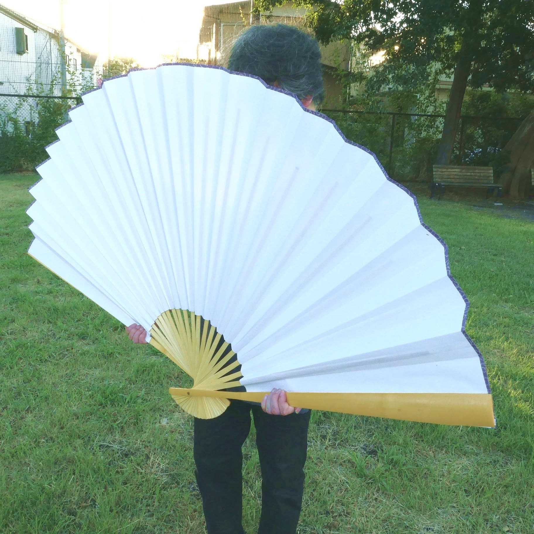 Amazon.co.jp: 飾り扇子 ビッグ 90cm 白扇子 大きい ジャンボ 扇子