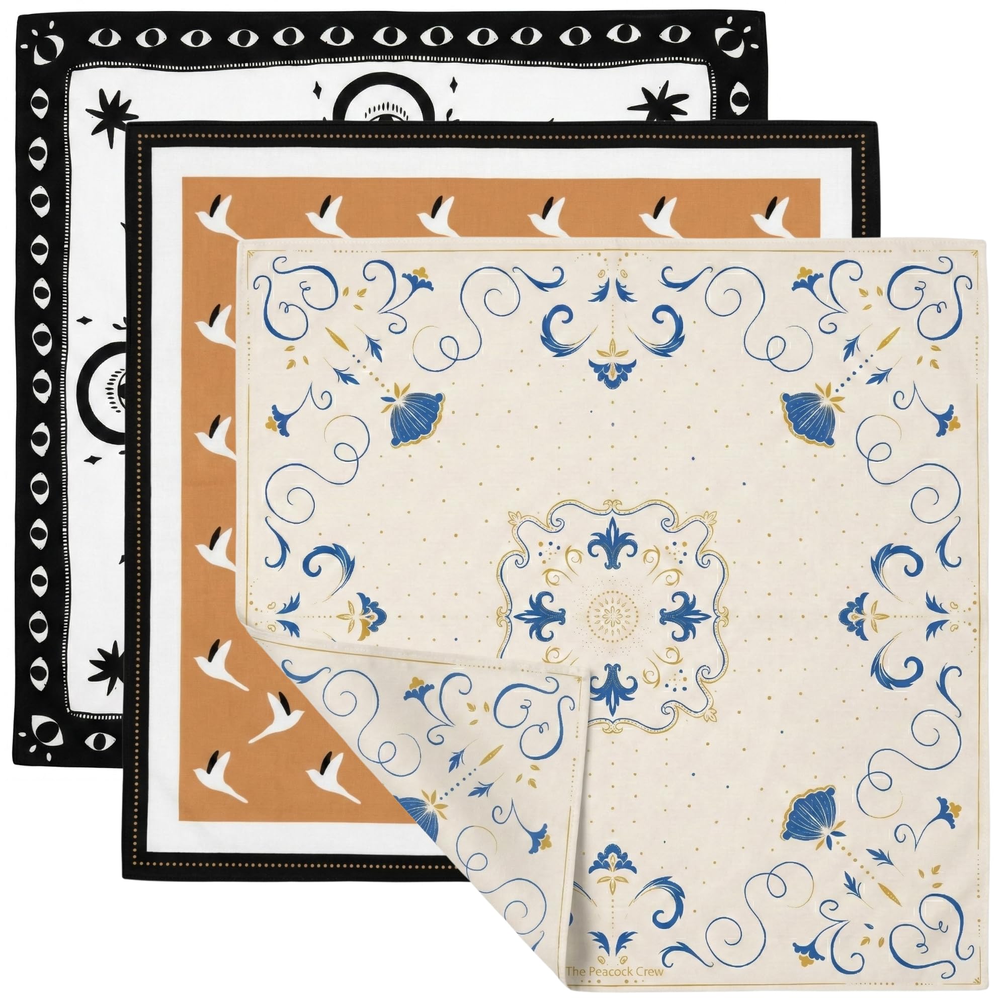 The Peacock Crew Premium Soft Cotton Bandanas Pack for Men and Women Paisley 22 x 22 inches