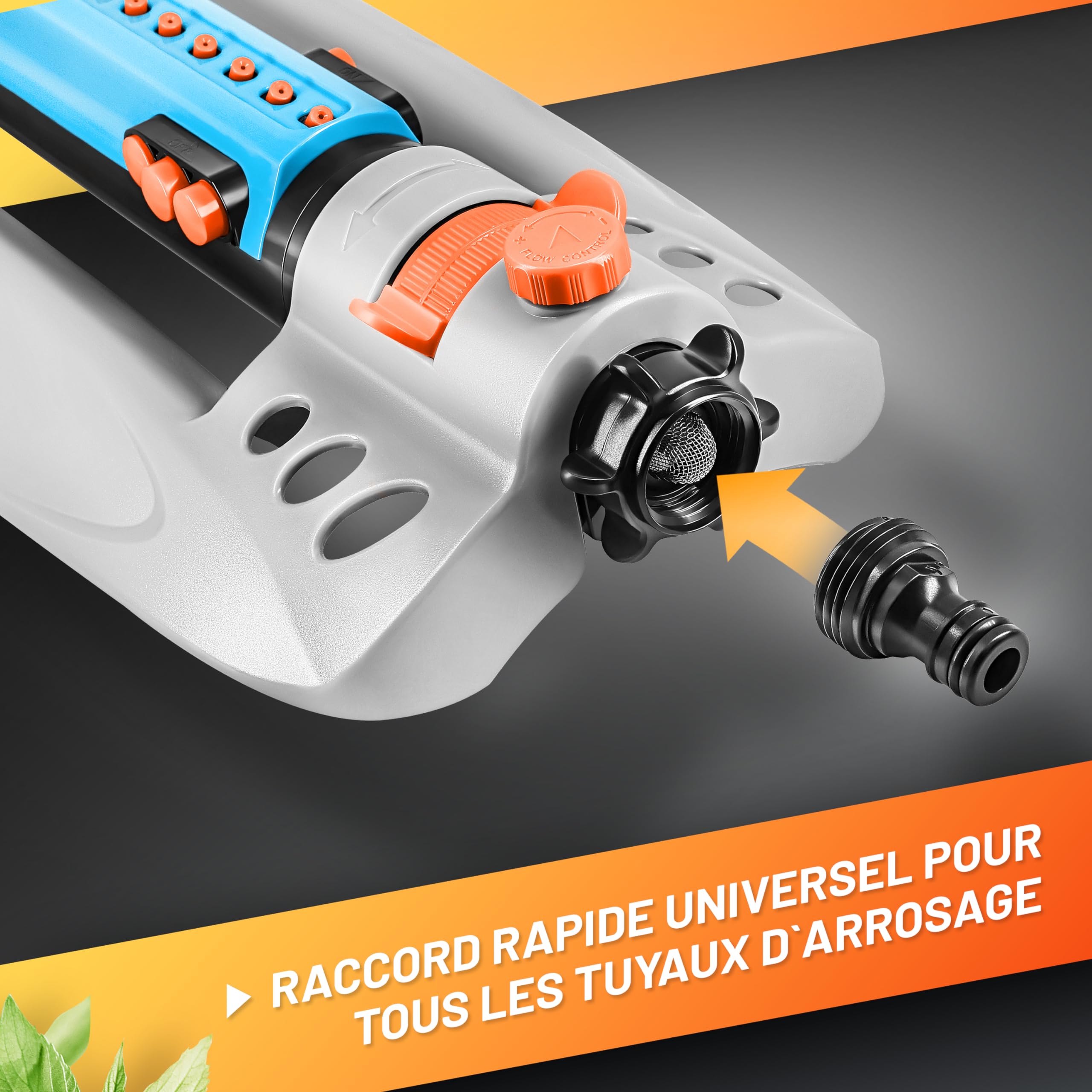 GRÜNTEK Arroseur Oscillant Automatique Asperseur Arrosage Jardin Pelouse Grandes Surfaces. Ampleur Jet 18 M