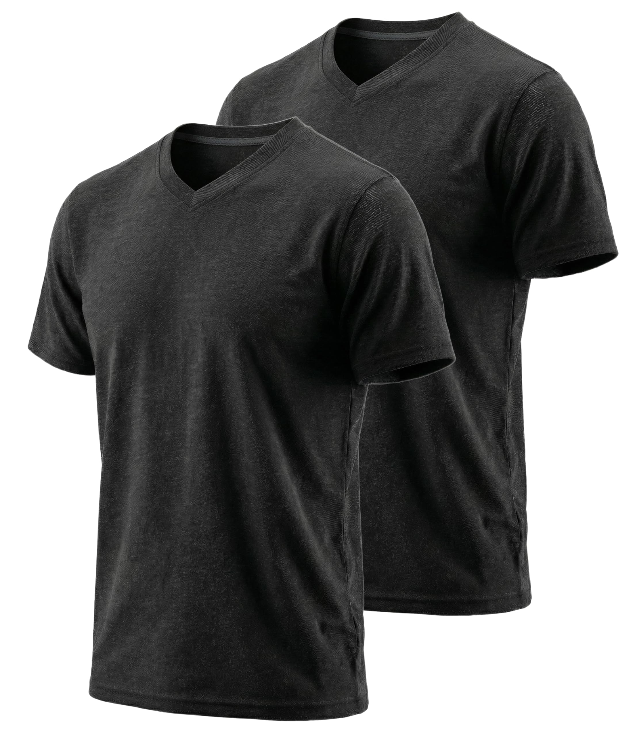 2er Pack Merino Shirt Herren Kurzarm,Atmungsaktiv Merinowolle Unterhemd mit V-Ausschnitt,Komfortabel Leicht Unterwäsche Männer,Weich Thermooberteile