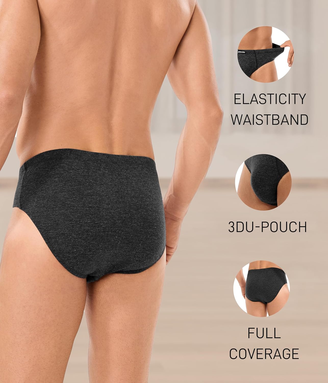 Merino Wool Underwear Men, Breathable Wool Underwear for Men, Comfort Soft Wooly Moisture-Wicking Briefs 2 Pack - Image 5