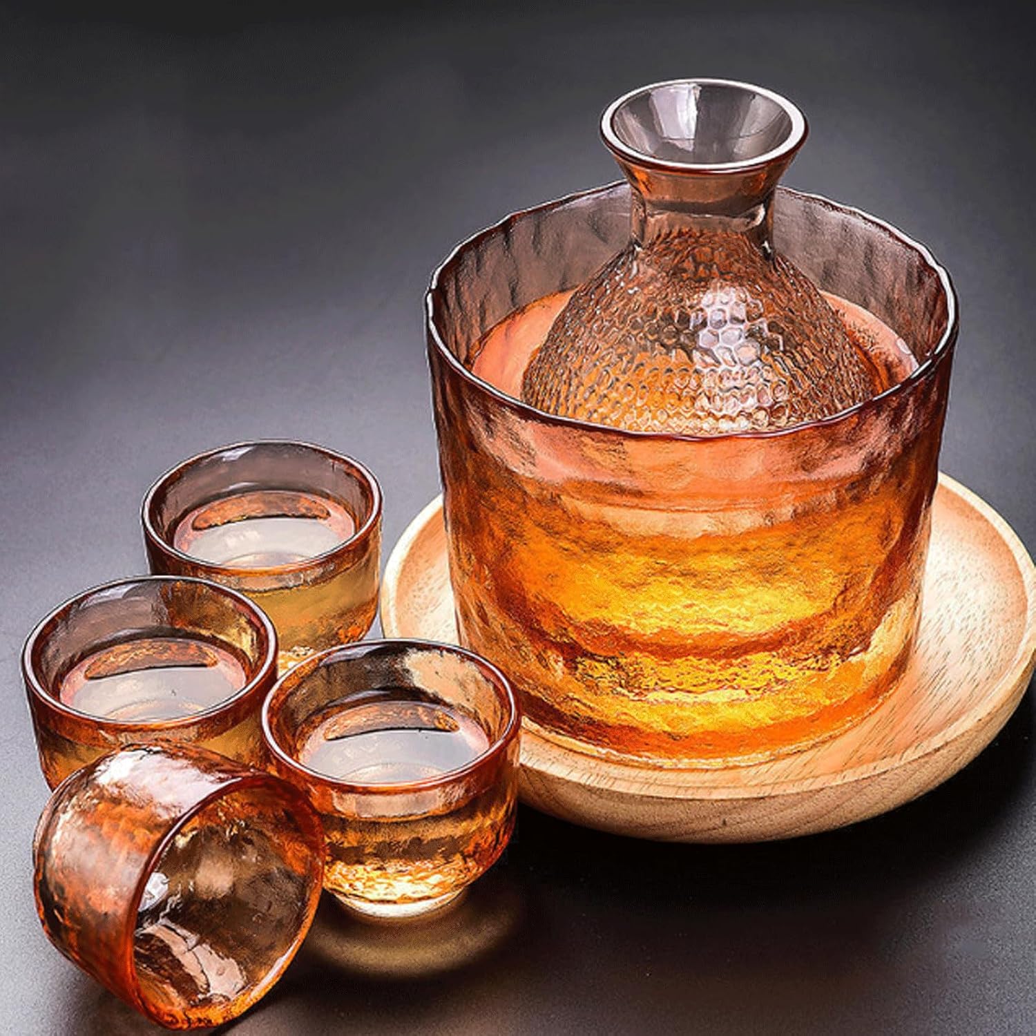 Crystal Sake Pot Wine Glasses Cup Set Flagon Liquor Dispenser Sake Set Glasses Japanese Sake Jug Set Saki Cup Set
