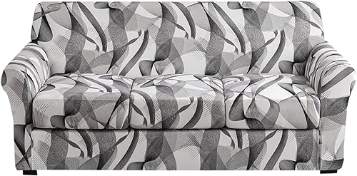 Miniatura 1 de KRFOONN Fundas de sofá de 4 piezas para sofá de 3 cojines, funda elástica para sofá biplaza con 3 fundas de cojín individuales, fundas protectoras