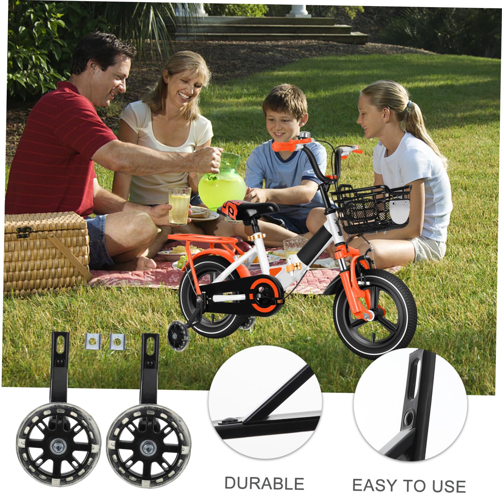 1 Par De Ruedas De Entrenamiento para Bicicleta Ruedas Auxiliares para Bicicleta Estabilizadores Auxiliares para Bicicleta para Niños Accesorios para Ciclismo Soporte De Acero