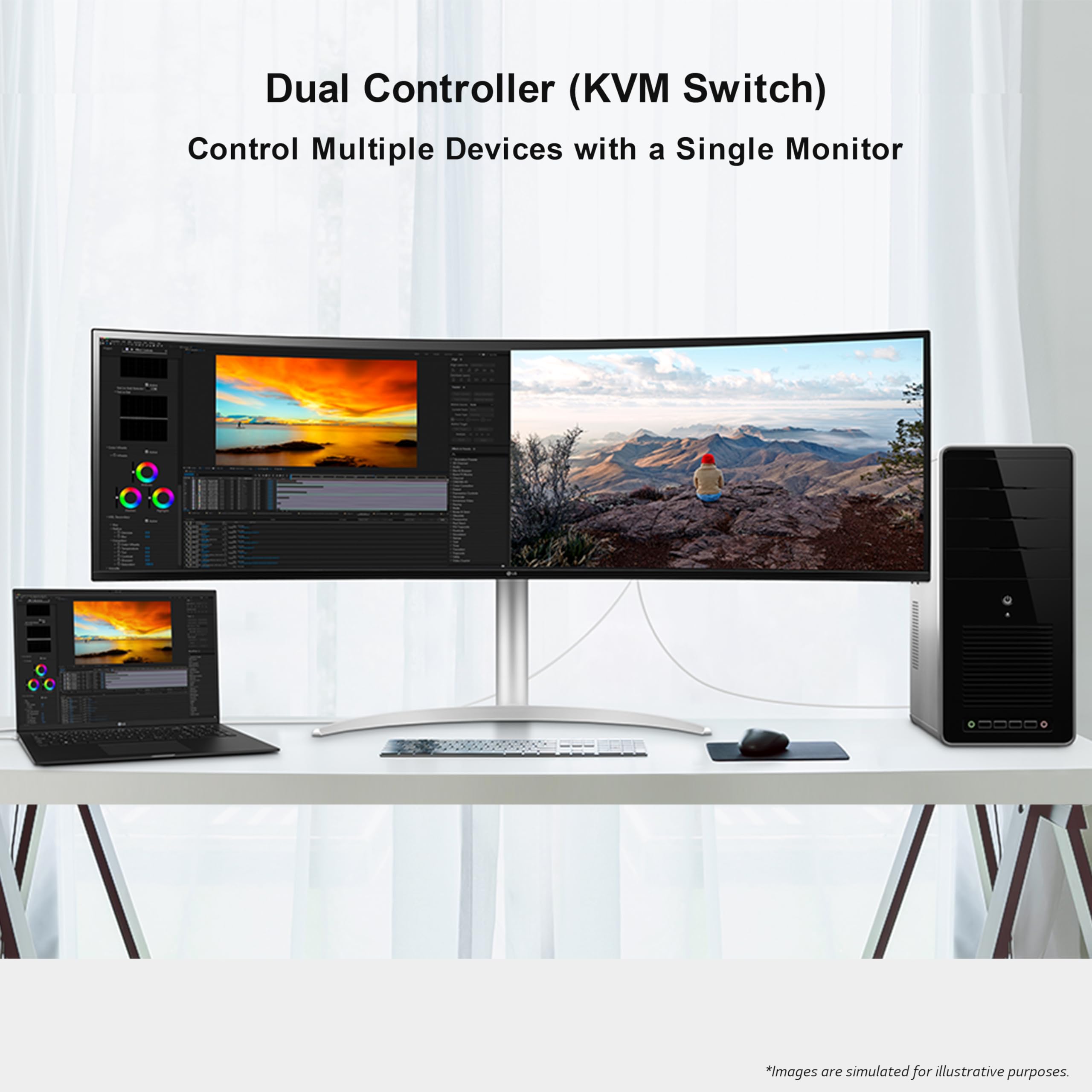 LG UltraWide Monitor Curved 49WQ95C, 49 Inch, DQHD (5120x1440 px