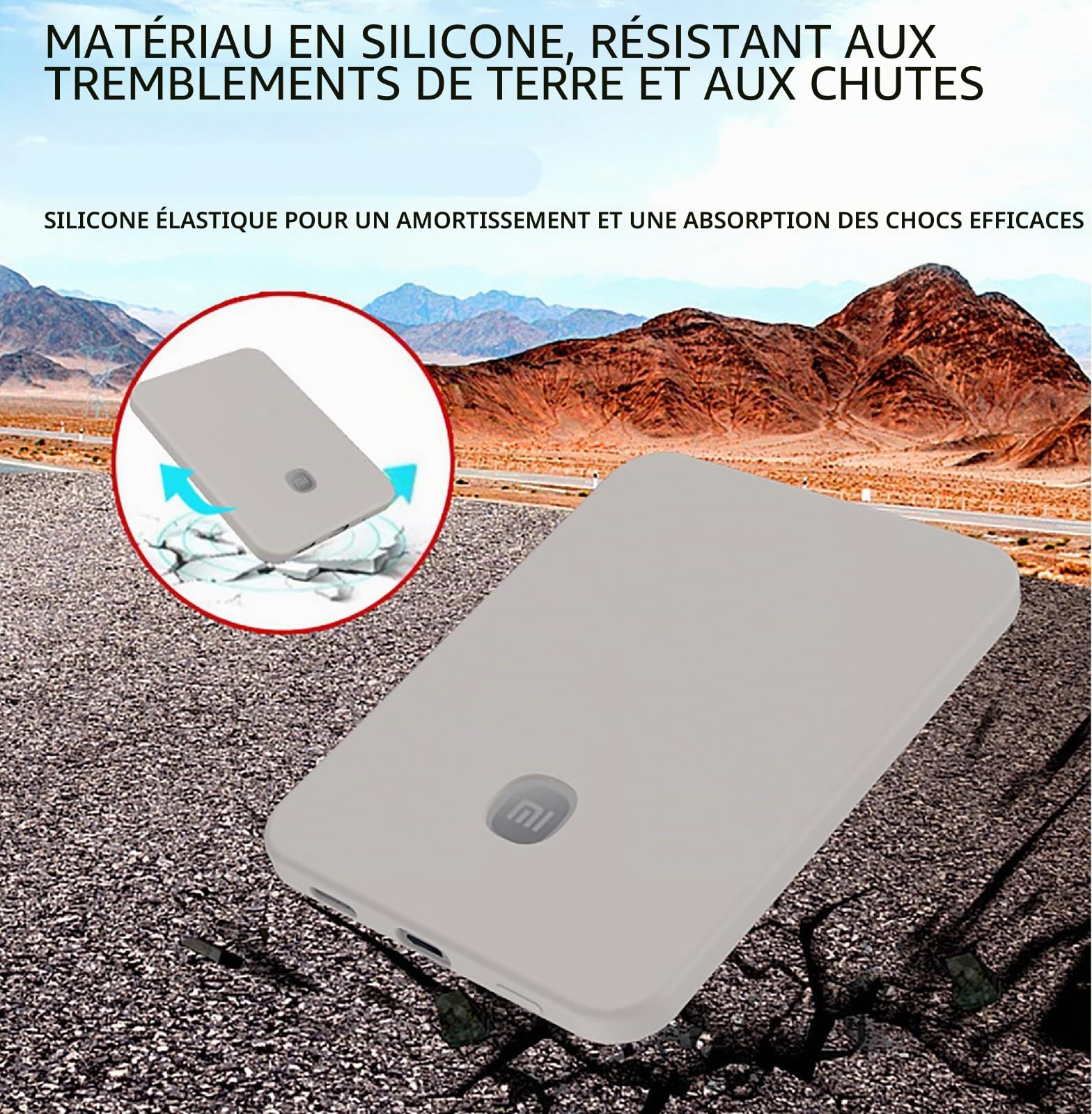 GIOPUEY Étuis Compatible avec Xiaomi Ultrathin Magnetic Power Bank 5000 15W, Coque Silicone, Poids léger, Antichoc, Portable - Noir