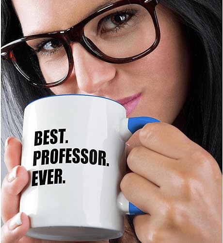 Miniatura 2 de 3dRose Best Professor Ever - Taza de dos tonos, regalo para profesores universitarios inspiradores, 11 onzas, azul