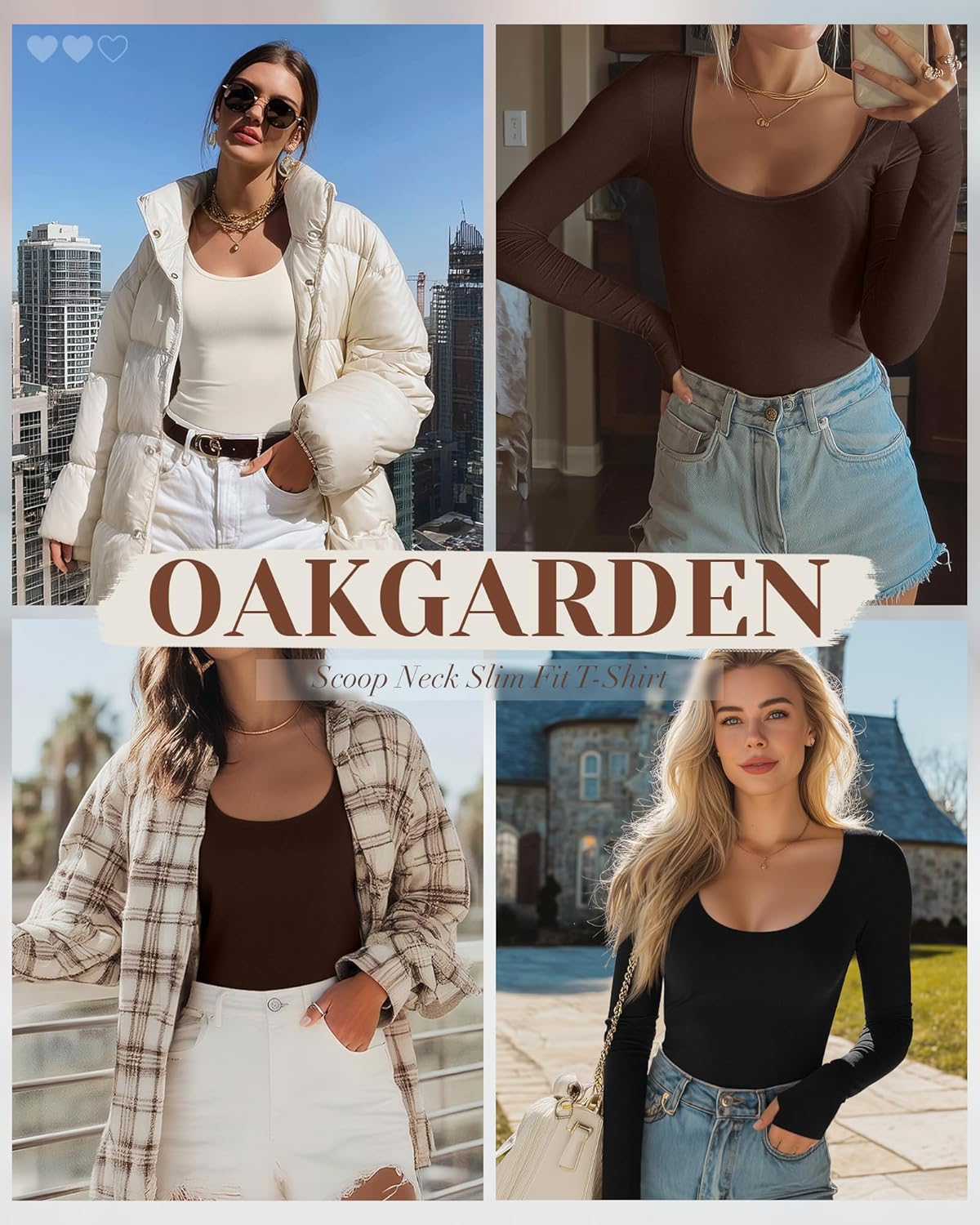 3 Pack Women's Thermal Fleece Long Sleeve Tops, Scoop Neck Slim Fitted Knit Base Layer Undershirts with Thumb Hole - Image 2