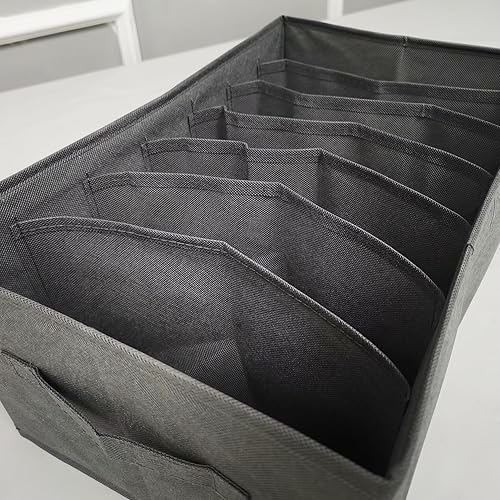 Miniatura 7 de FixtureDisplays Organizador de armario para armario, papelera de almacenamiento de tela con 7 ranuras, color gris oscuro, divisores de cajones