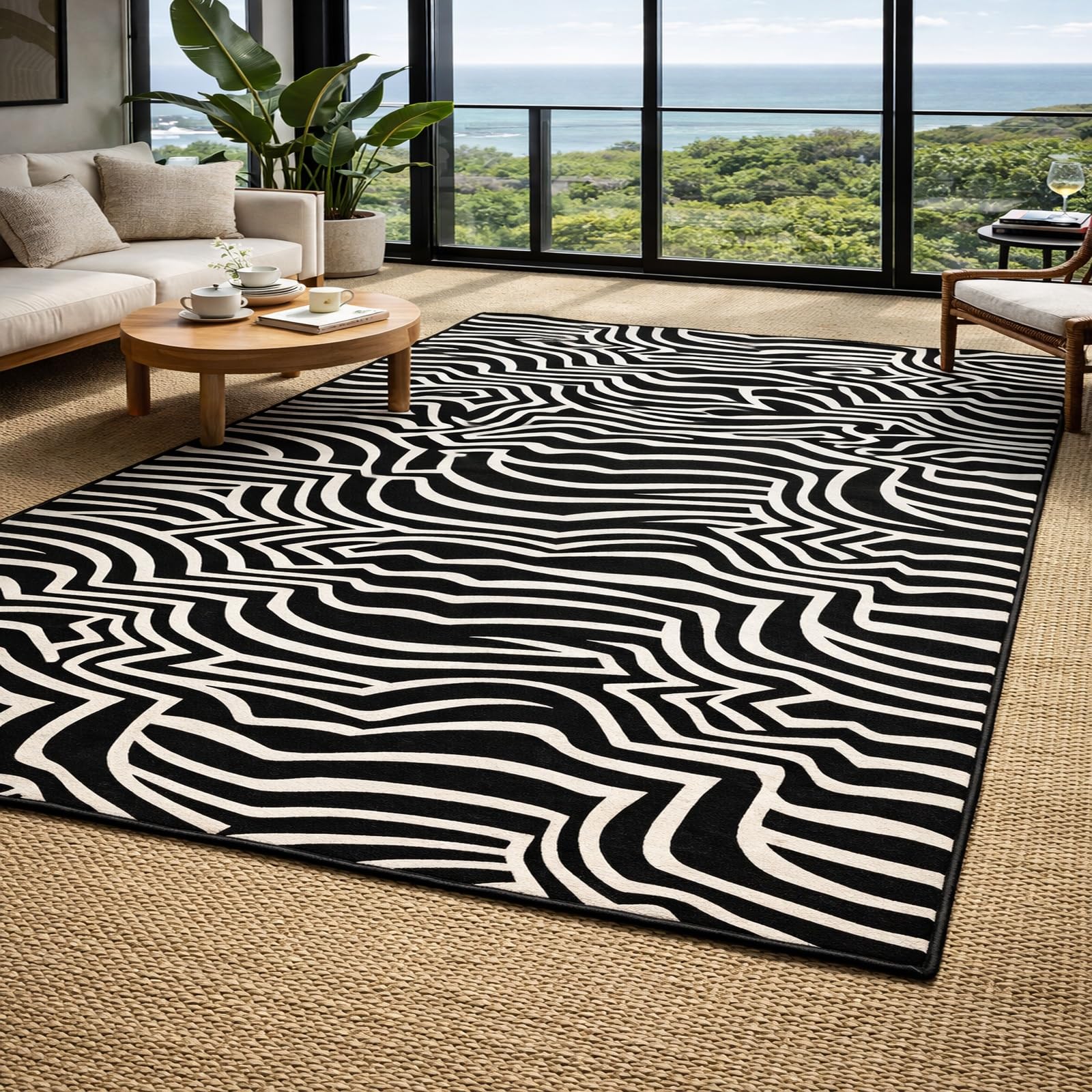 Tapis antidérapant pour chambre adulte moderne carré 150 cm