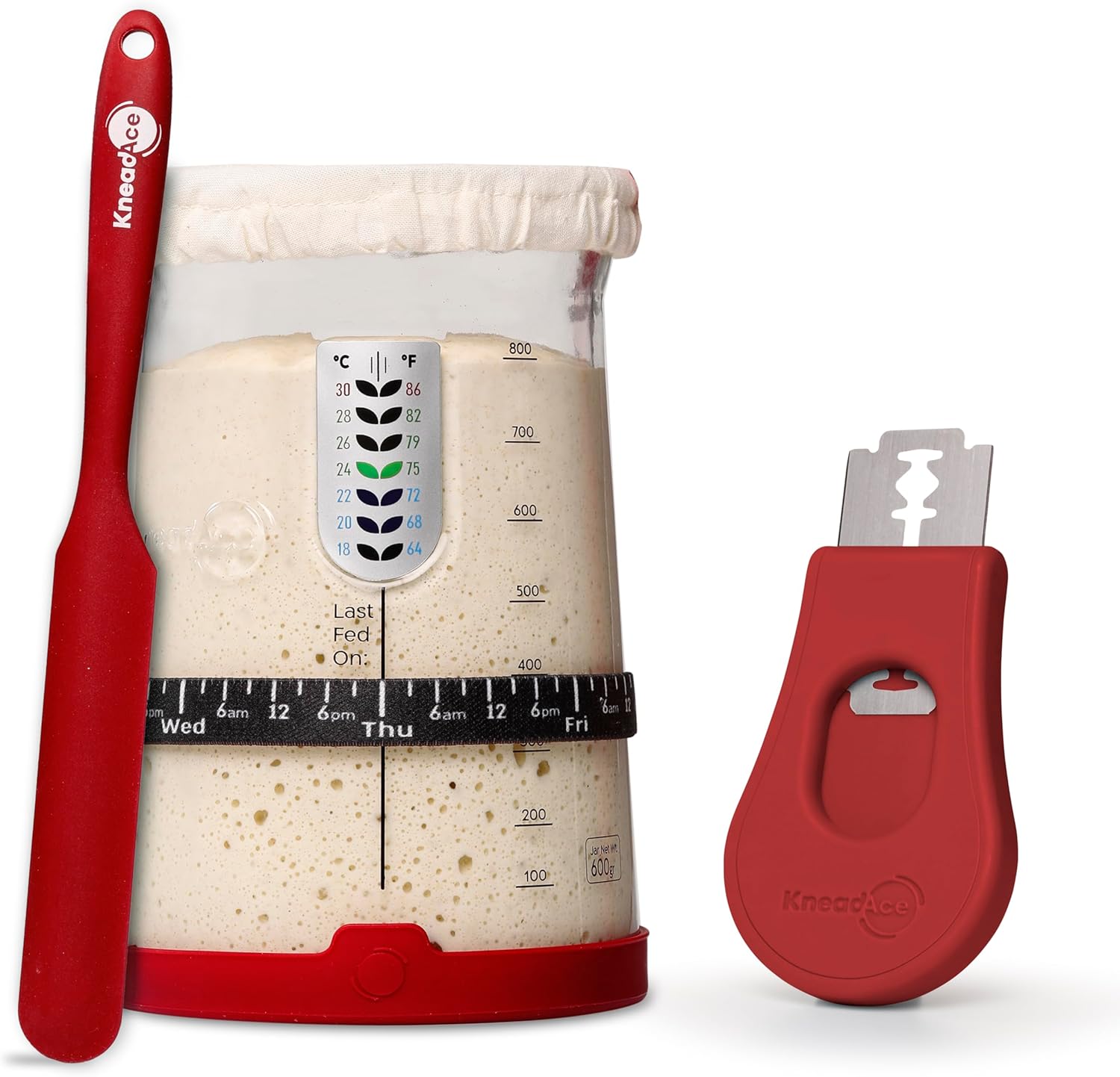 KneadAce Bread Lame & Sourdough Starter 34oz Pro Jar Kit