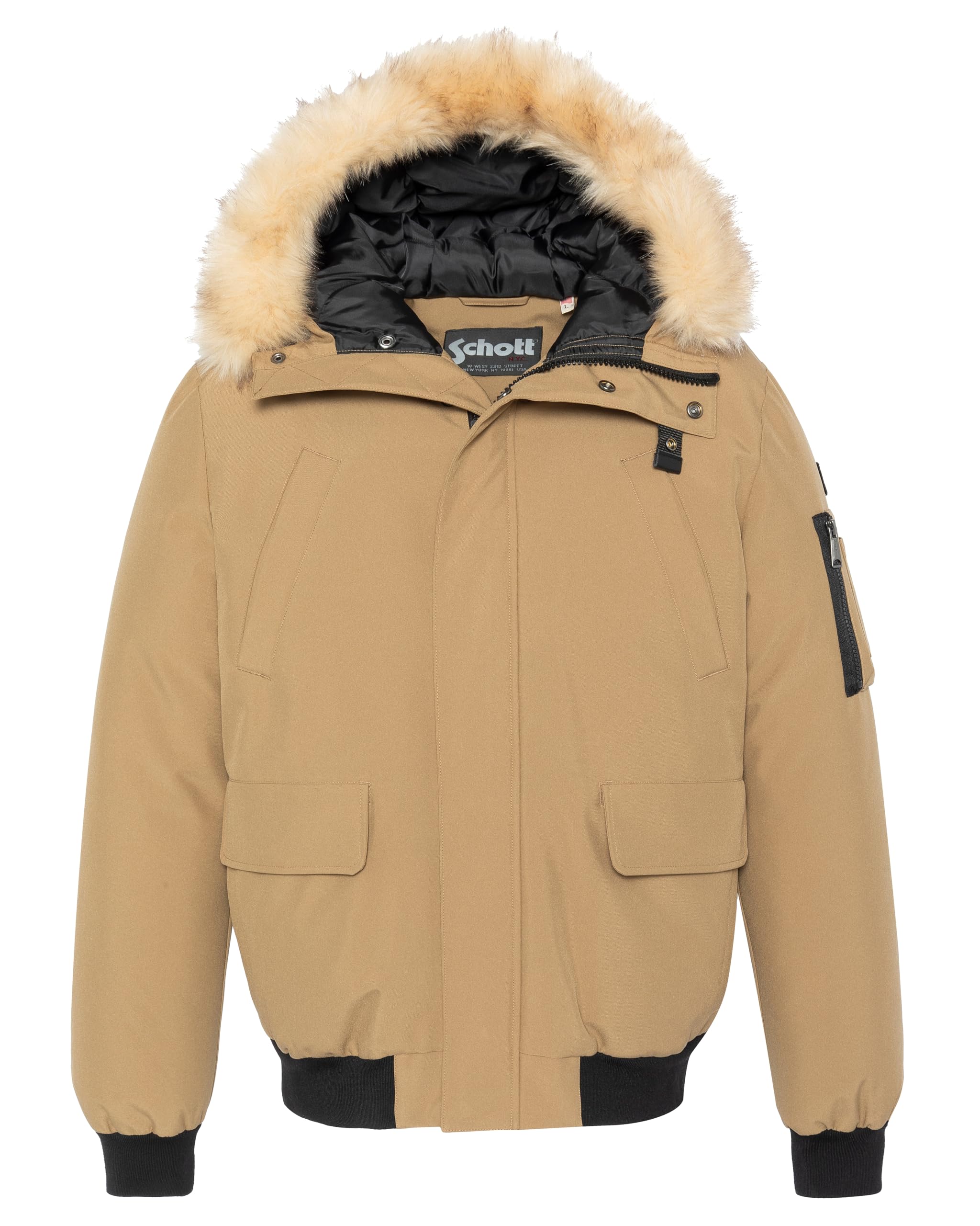 Schott NYC Men's Keyburn Parka, Dark Beige, M