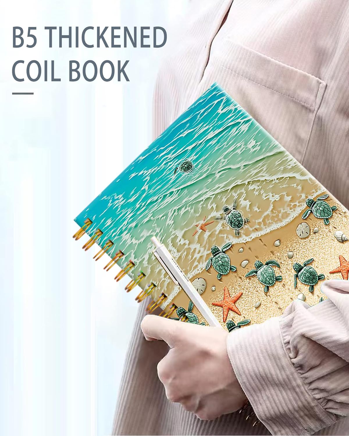 iampanda Spiral Journal Notebook,Strong Twin-Wire Binding with Premium Paper for Girl Women,60 Sheets A5 College Ruled Notebook/Journal,Perfect for School Office Home Gifts,Turtles On The Beach - Image 4