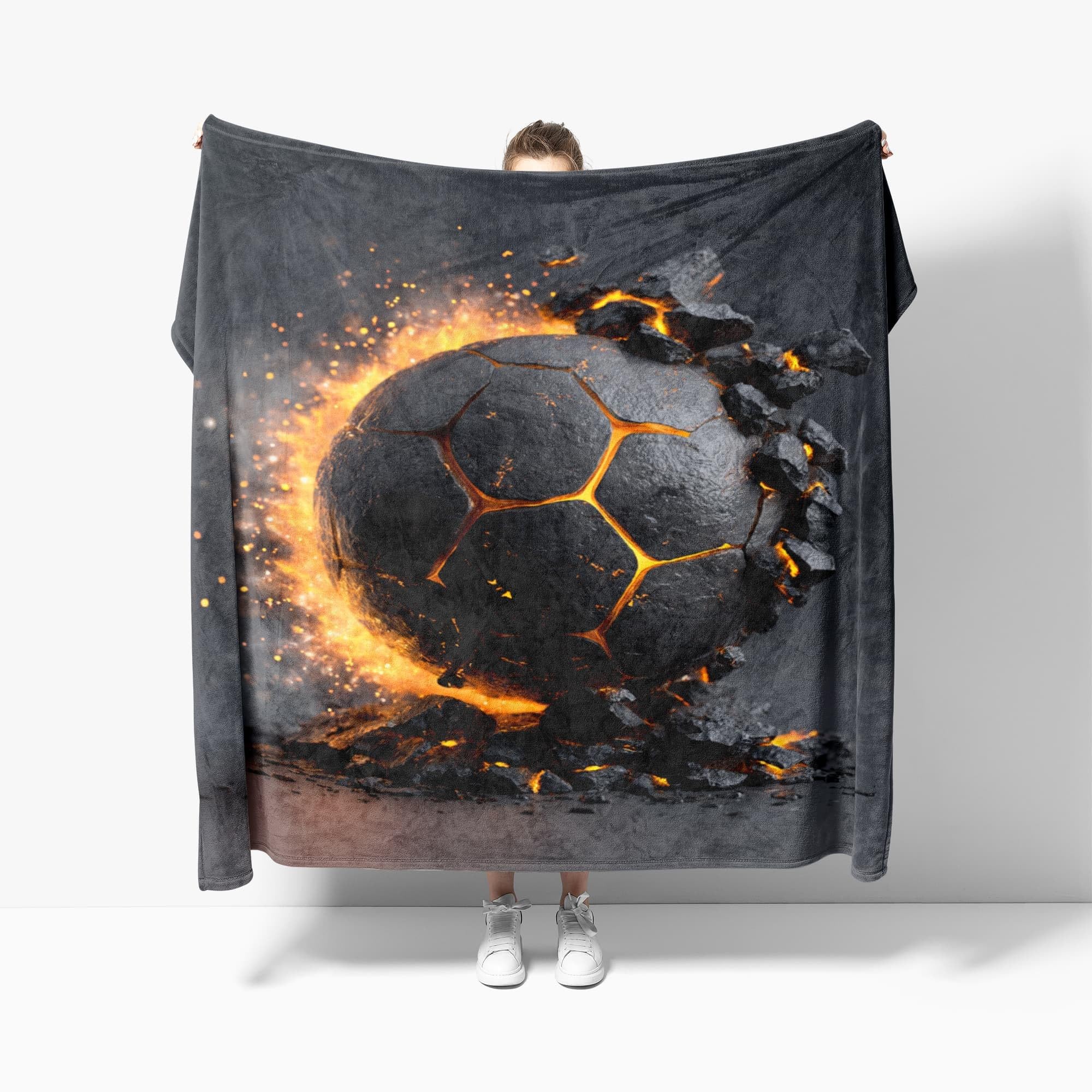 Flanelowy koc polarowy narzuta na sofę, sport kreatywny piłka nożna miękki puszysty aksamitny koc na sofę czarny koc narzuta chłopcy pościel dzieci nastolatki king size 180 x 200 cm