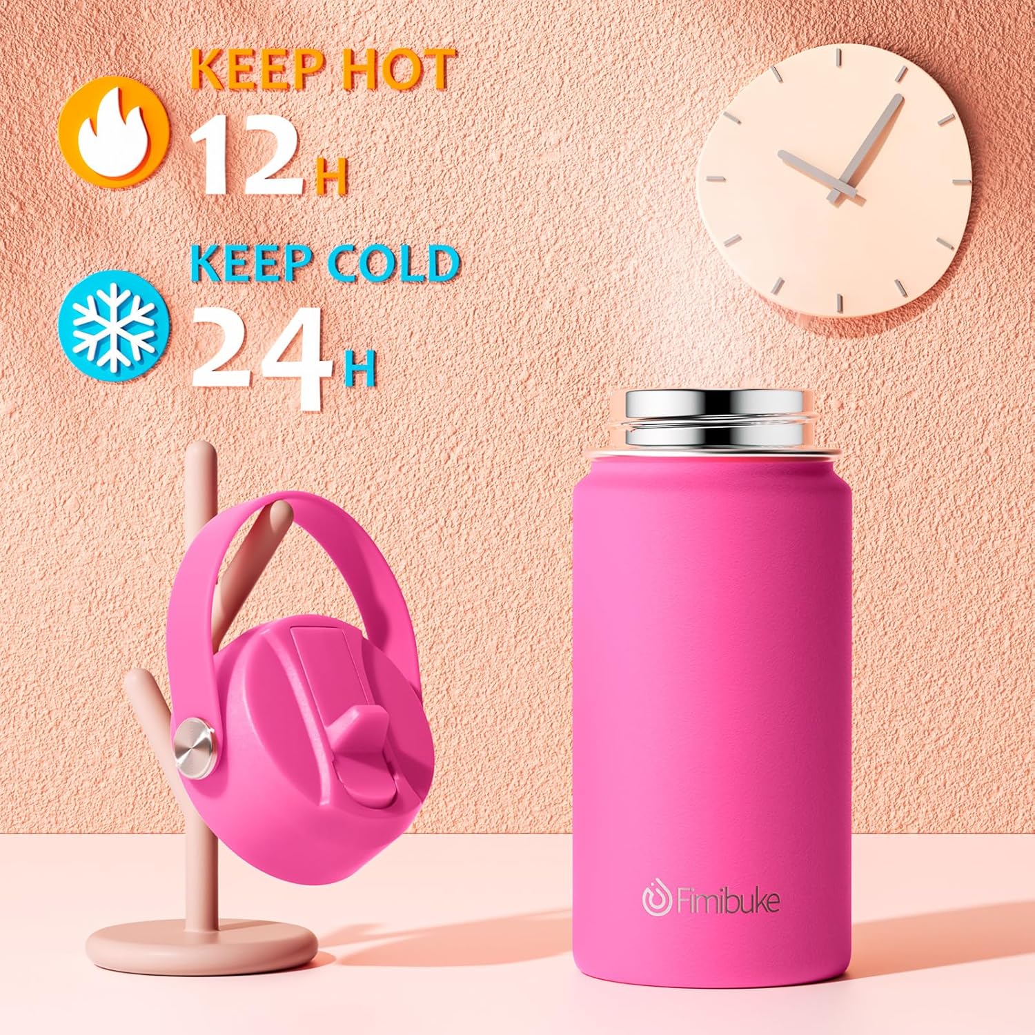 Fimibuke Kids Insulated Water Bottle, 14oz BPA FREE Double Wall Vacuum Travel Tumbler 18/8 Stainless Steel Leak Proof Kids Cups with Straw Metal Water Bottle for School Boy Girl (2 Pack, Hawaii) - Image 3