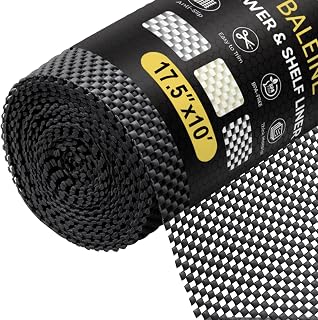 BALEINE Non-Adhesive Drawer Shelf Liners for Kitchen Cabinets, 17.5'' x 10' | Strong Grip, PVC Cushioned Protection, Breathable Perforated, Easy to Cut & Clean, for Kitchen Shelves, Bathroom, Home