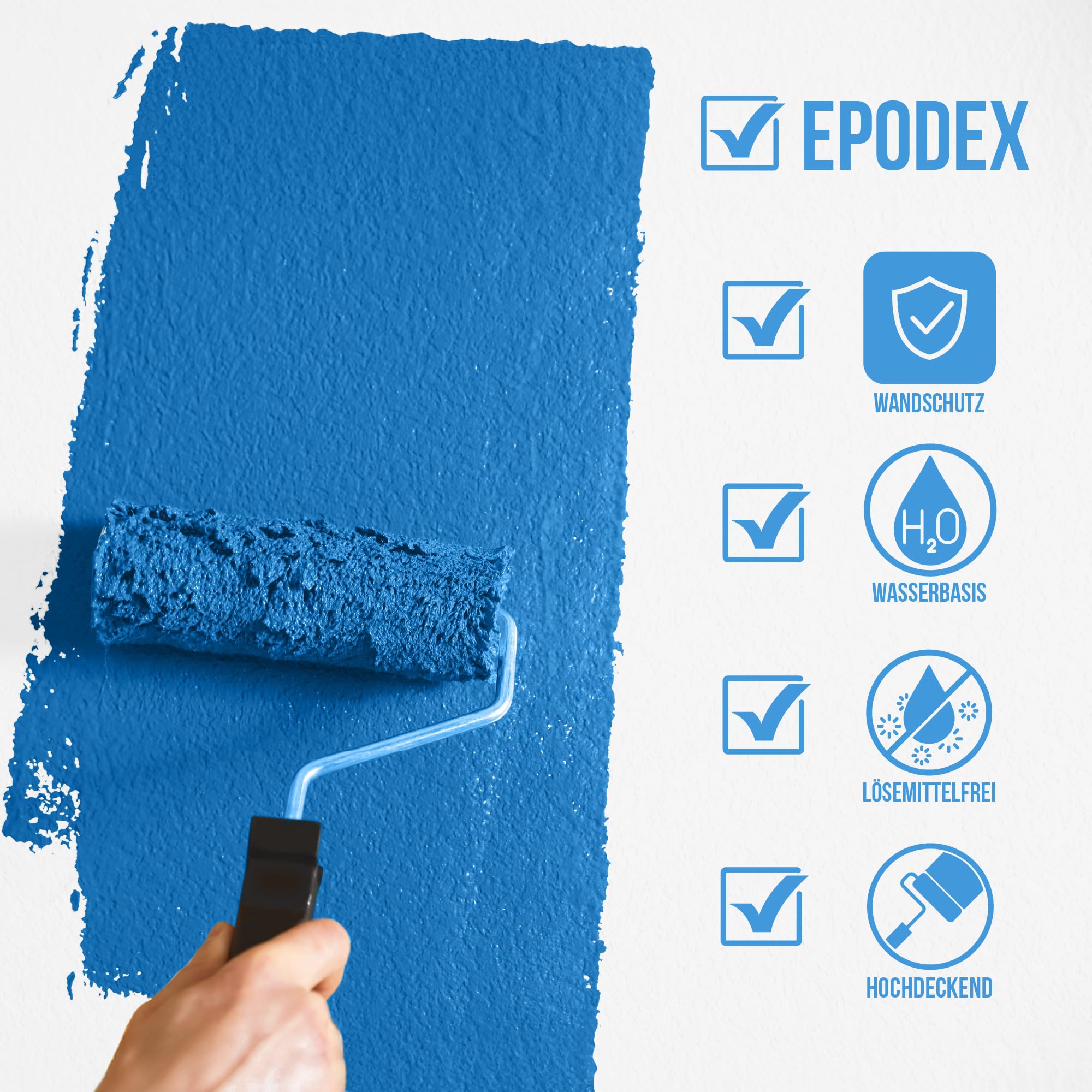 EPODEX Latexfarbe matt - Elfenbein – Pastell+ | Abwaschbare Wandfarbe, strapazierfähig, atmungsaktiv & geruchsneutral, Innenbereich, 3kg - 25m² bei einmaligem Anstrich