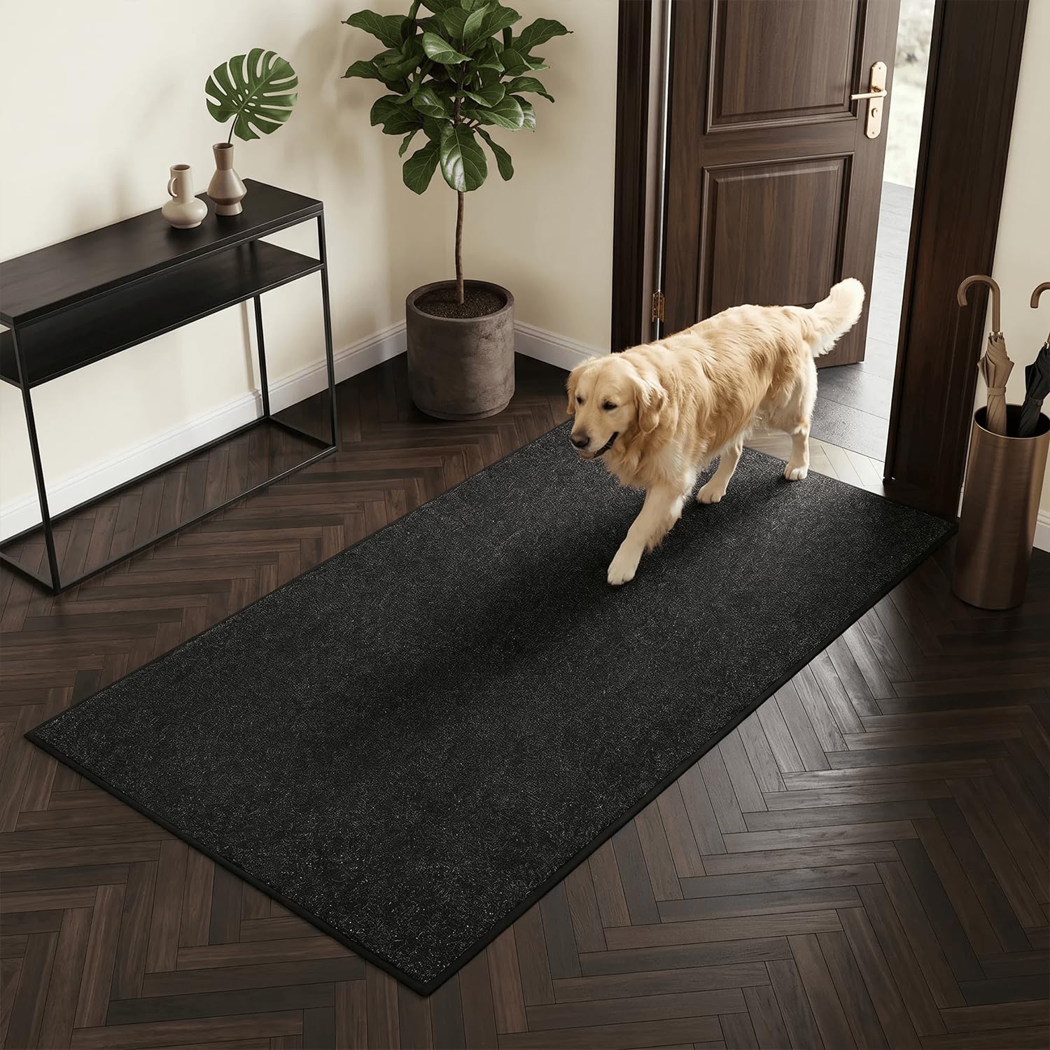 Oiilores Dirt Trapper Door Mat Indoor 80 x 178 cm, Washable Entry Rug, Inside Doormats for Entryway, Non-Slip, Super Absorbent Dog Mats for Muddy Paws, Pets, Charcoal