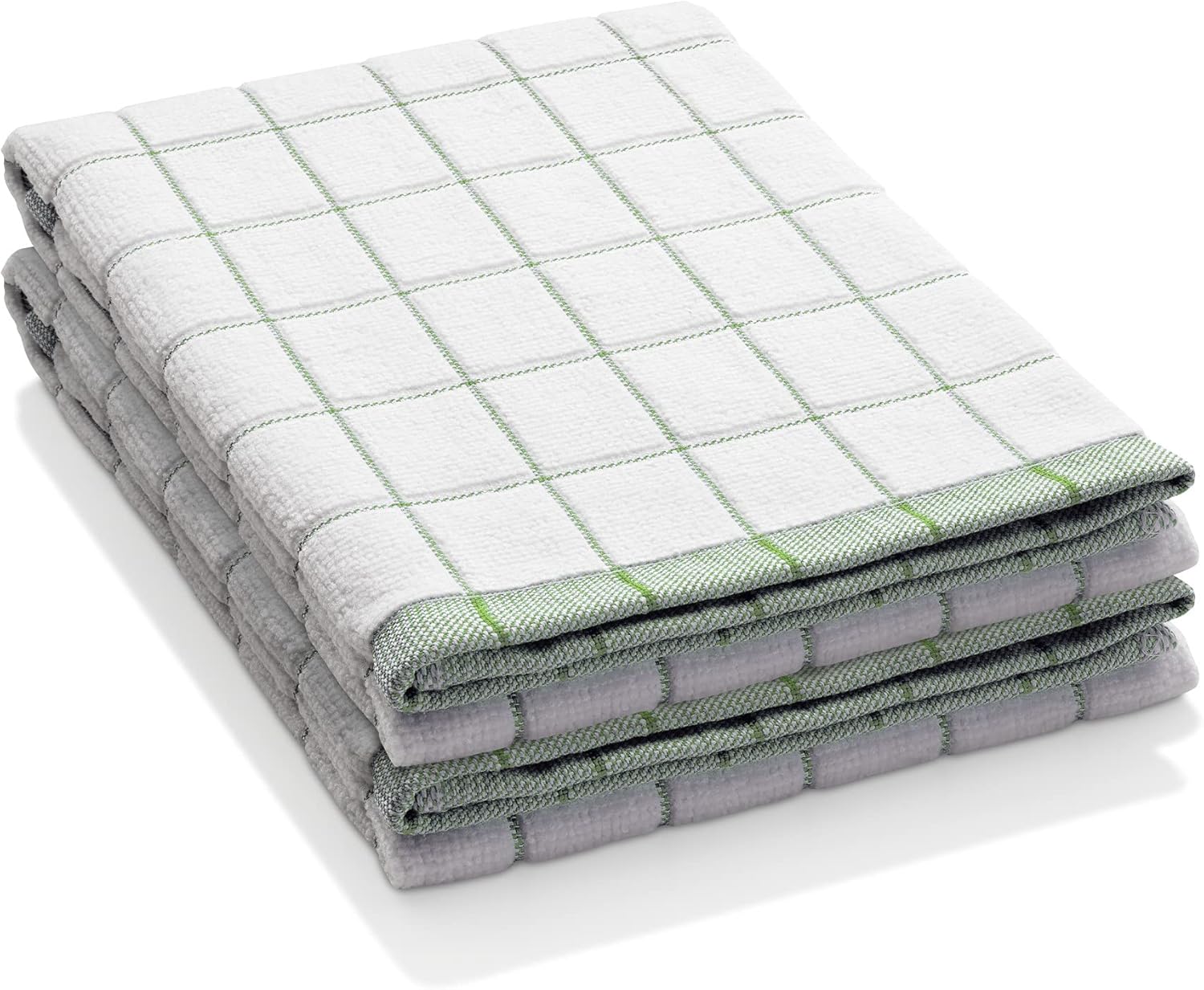 ECloth Classic Check Microfiber Dish Towel, Green, 2 Count