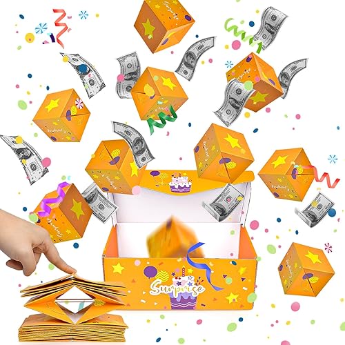 Miniatura 1 de Surprise Gift Box Explosion for Money, Birthday Explosion Gift Box,Money Box for Cash Gift Folding Bouncing Cash Explosion Gift for Women Men Kids