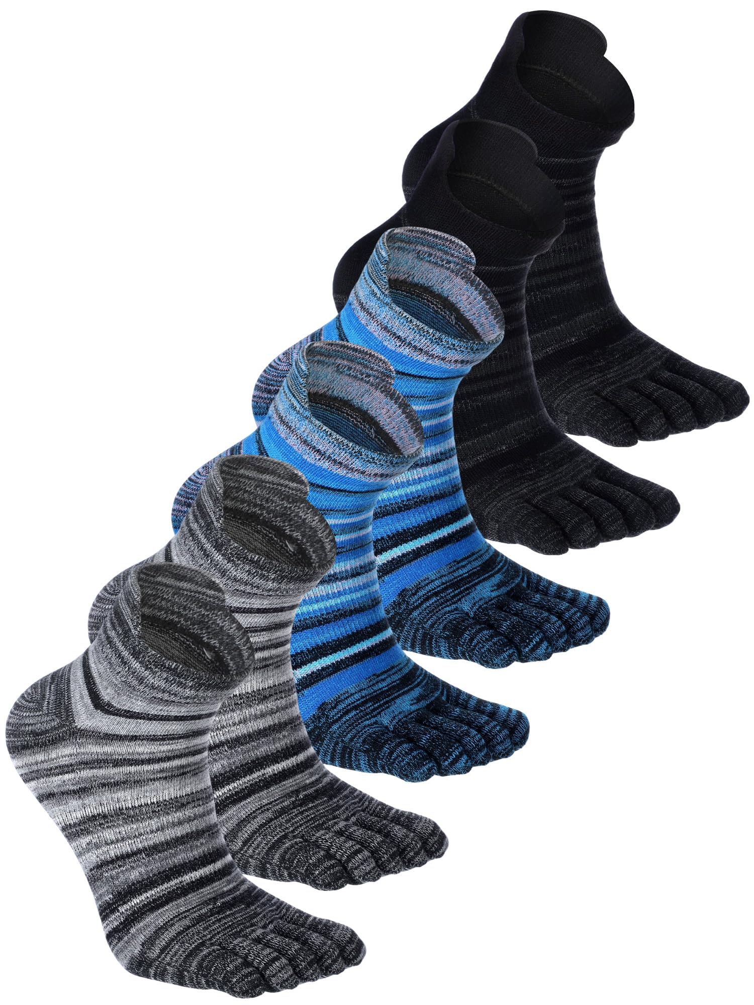 Fourluoo 3/6 Pairs Cotton Toe Socks for Women Men