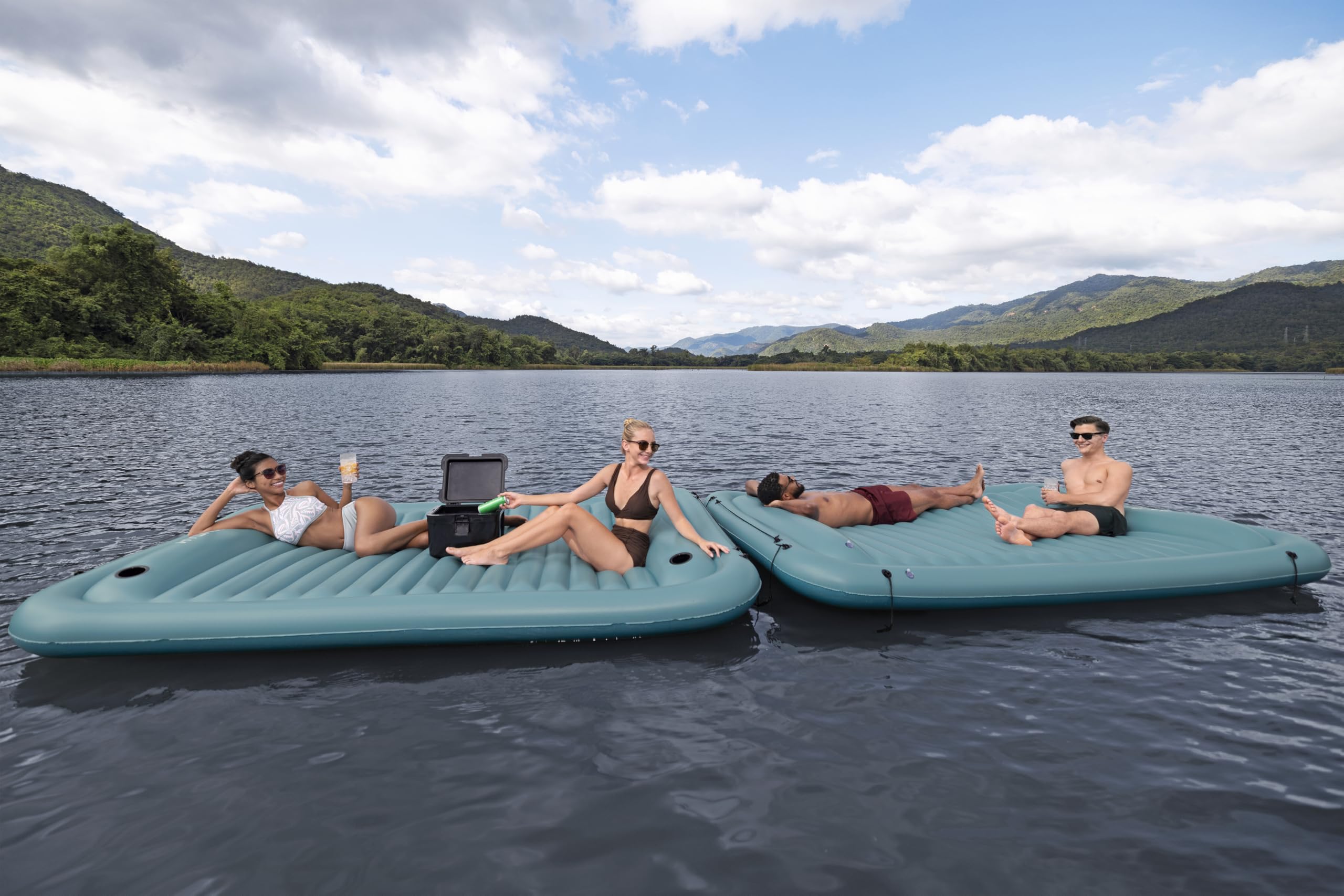Bestway - Plateforme Flottante Gonflable Sun Soaker pour 4 Personnes - 269 cm x 183 cm x 25,5 cm - Bleu