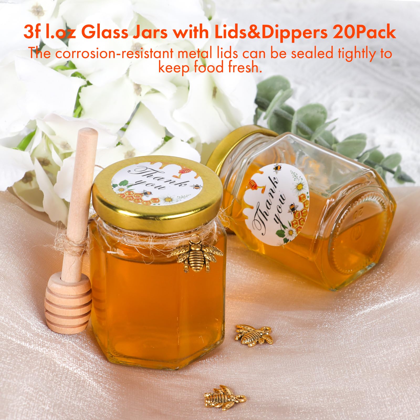 Amazon.com: AuroTrends 3oz Mini Honey Jars 20-Pack with Lids