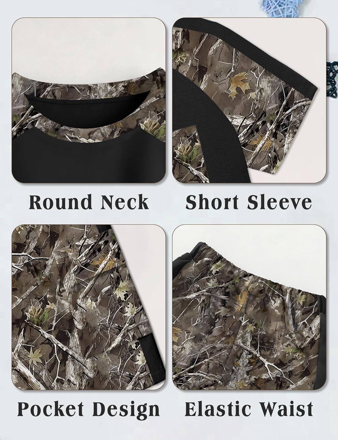 Boys Clothes 2-Piece Summer Outfits Short Sleeve T-shirt and Camouflage Shorts Sets Kids Boys Clothes for 5-14Y