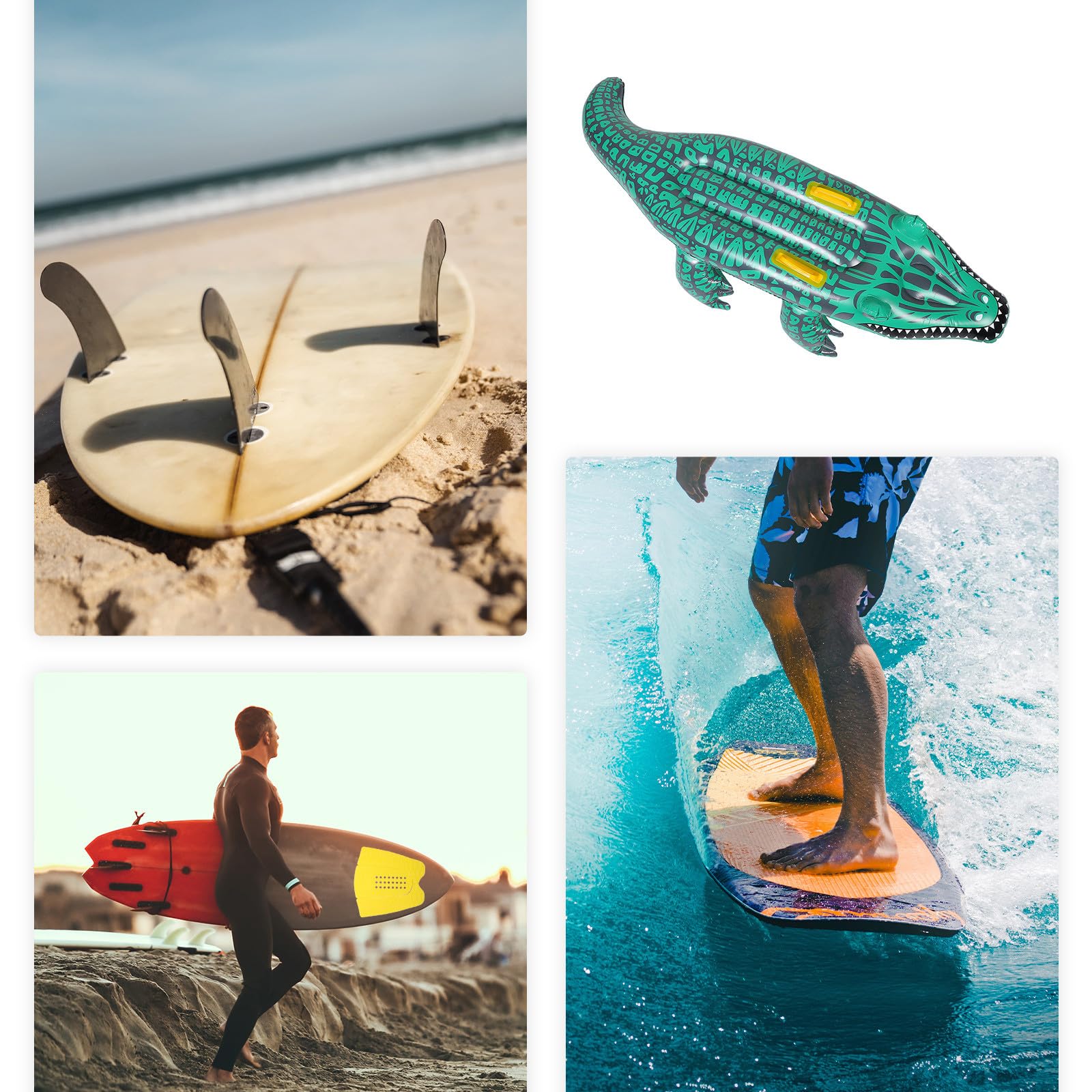 YARNOW Aufblasbare Alligator Pool Schwimmhilfe aus PVC Auslaufsicher und Tragbar Spielerische Grüne Schwimmmatte für Strand und Poolspaß