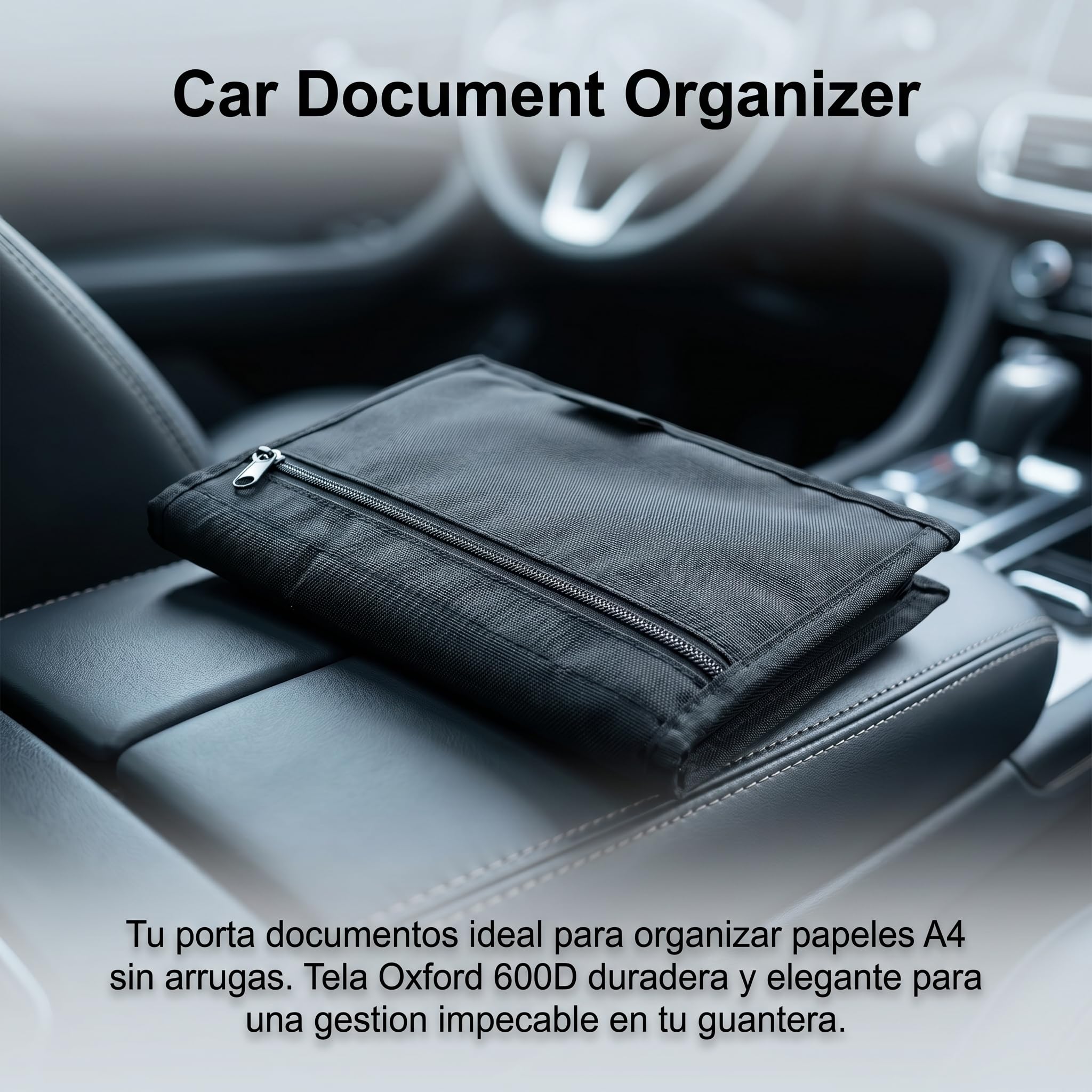 Organizador de Coche para Guanteras, Carpeta Portadocumentos con Múltiples Bolsillos para Manuales y Tarjetas, Estuche de Almacenamiento para Documentación del Vehículo, Negro