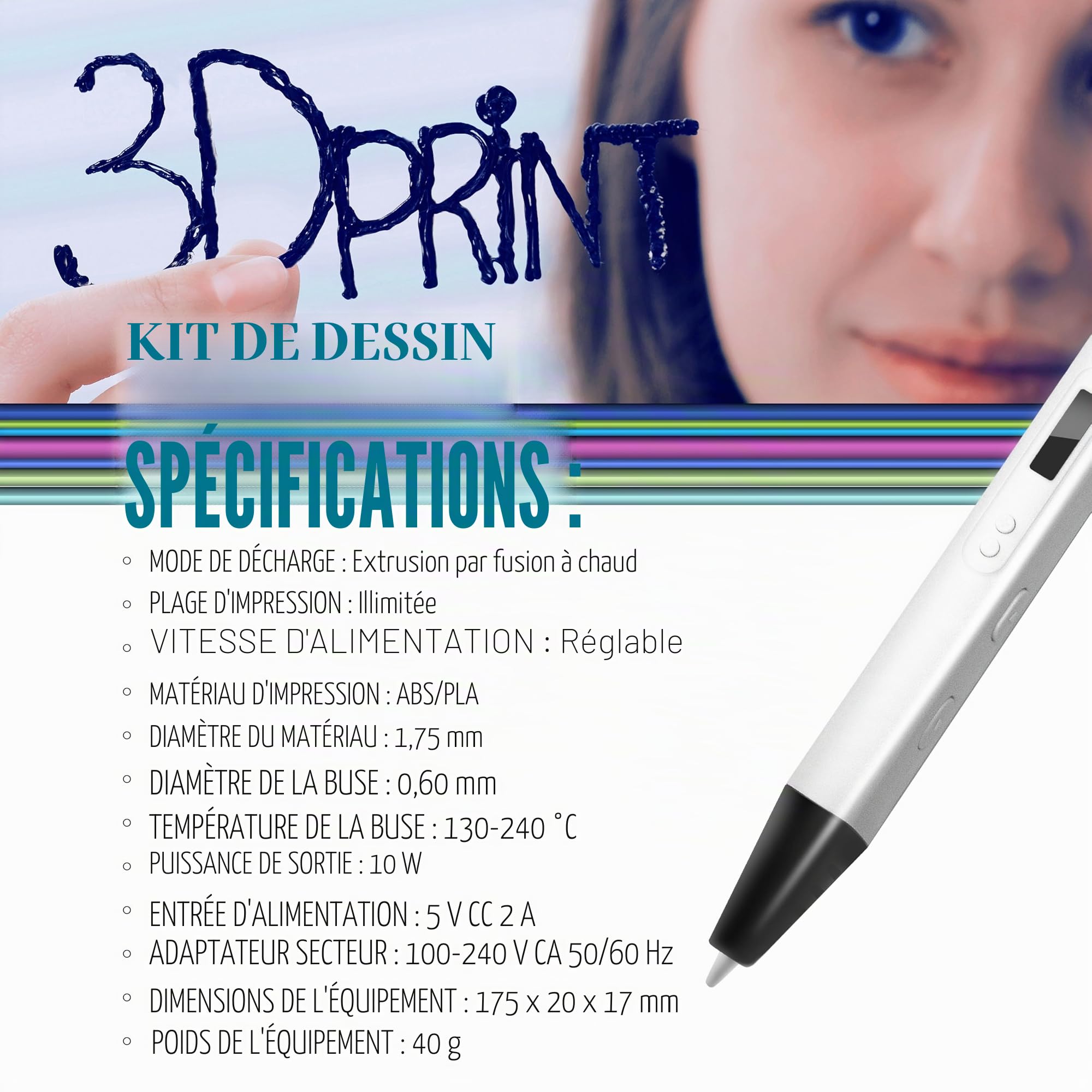 MYNT3D Stylo 3D d'impression Professionnelle avec écran OLED