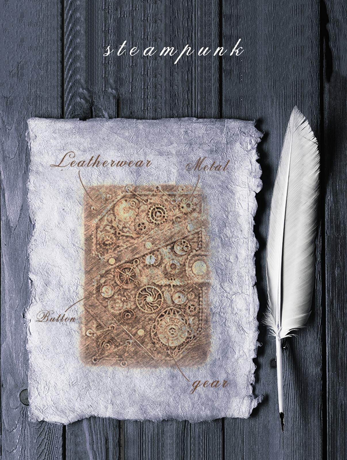 Steampunk Noitzbuch Notizbuch, antik, handgefertigt, ledergebunden, für tägliche Notizen, mit Blanko-Seiten, 16.5 x 12.8 cm, Geschenk, Reisetagebuch Enthält Keine Tinte,K
