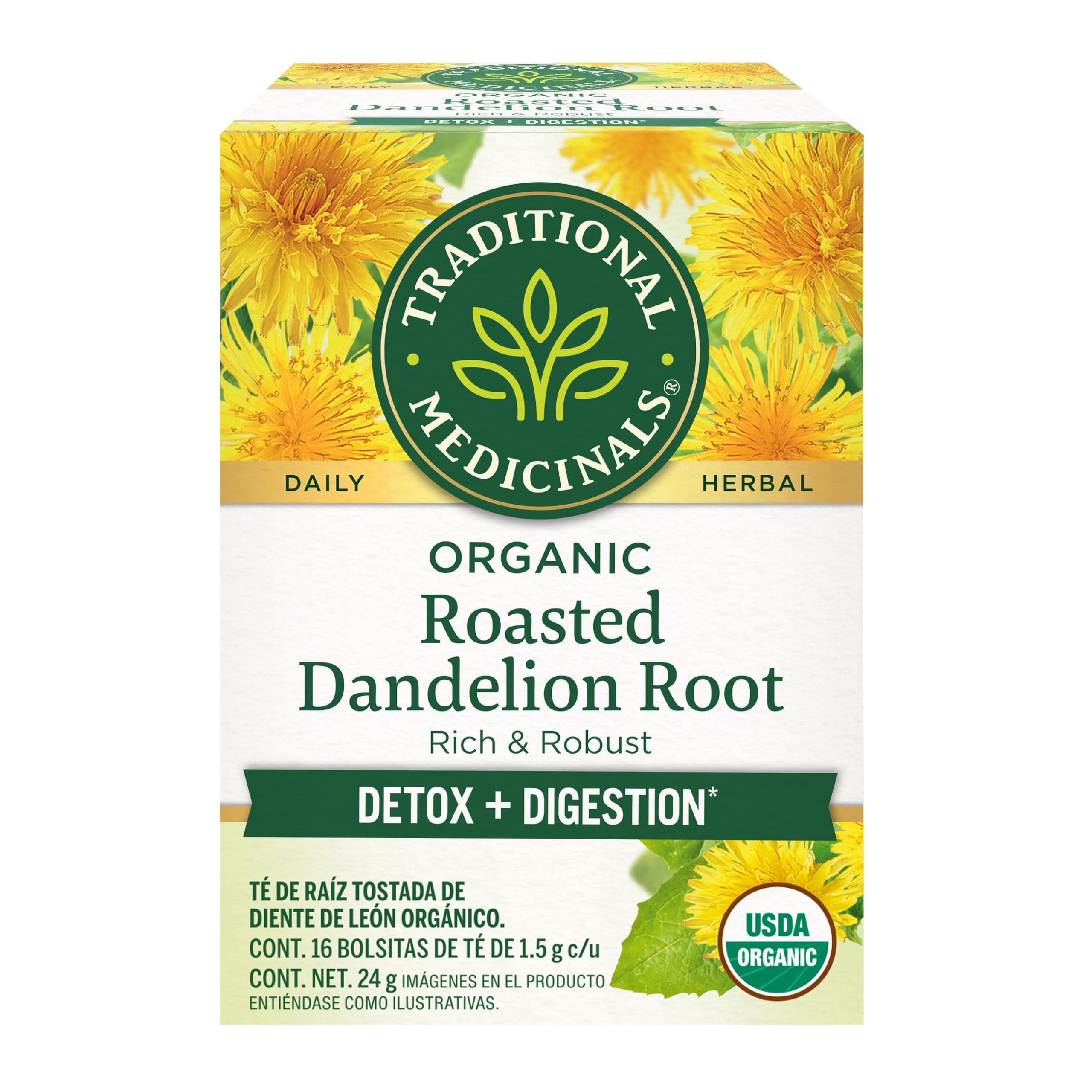 Traditional Medicinals Organic Roasted Dandelion Root Tea - Caffeine Free - 16 Bags - HSG-670398