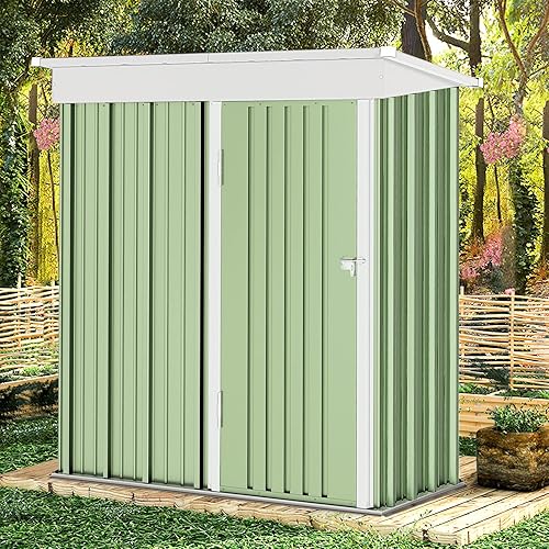 Amopatio Cobertizo de almacenamiento al aire libre, cobertizo de metal galvanizado resistente para jardín, cobertizo de almacenamiento de