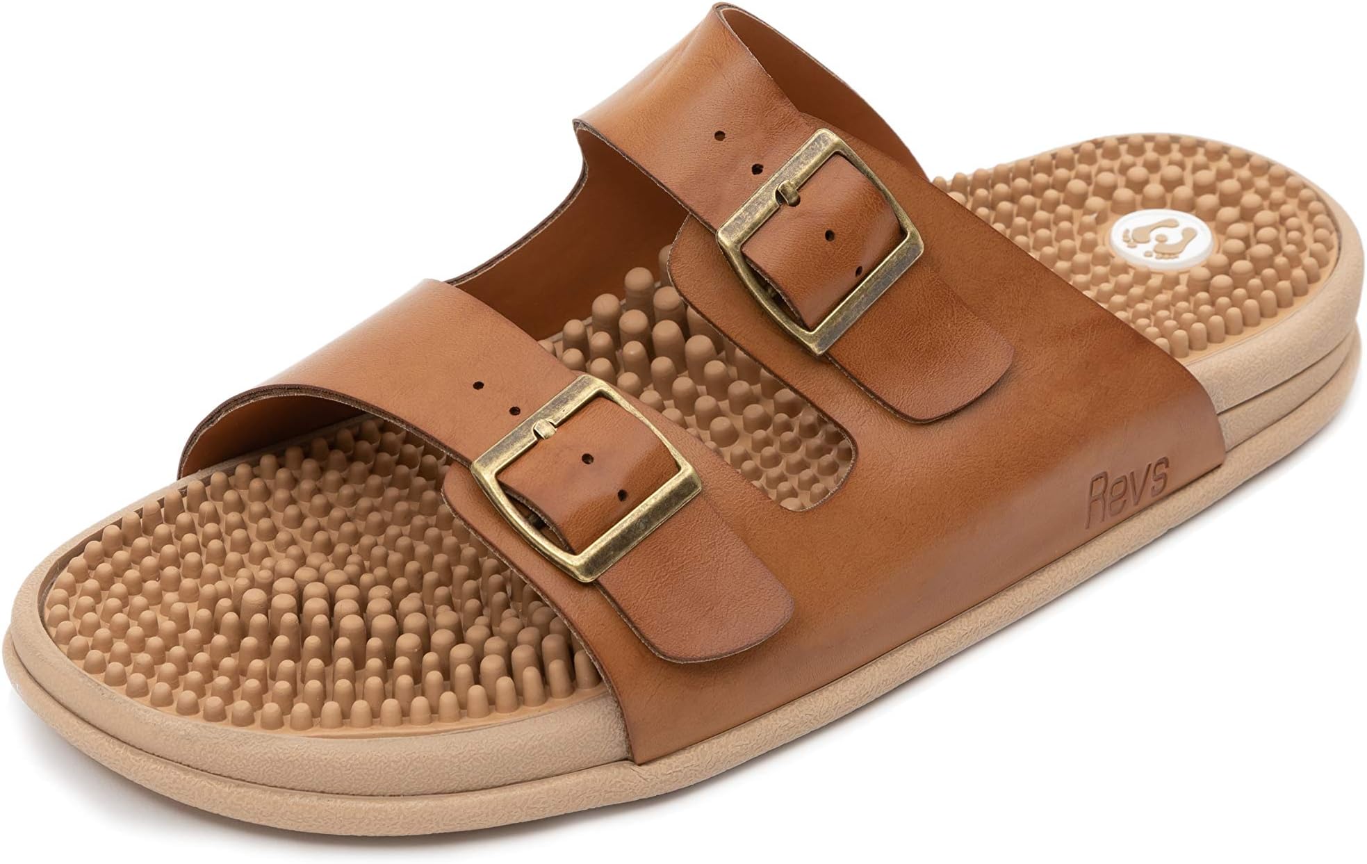 Revs - Premium Vegan Sandals - For Men and Women - Shock Absorbing Cushion Sole, Arch Support & Reflexology Massage Footbed for Pain and Fatigue Relief, Recovery and Energy
