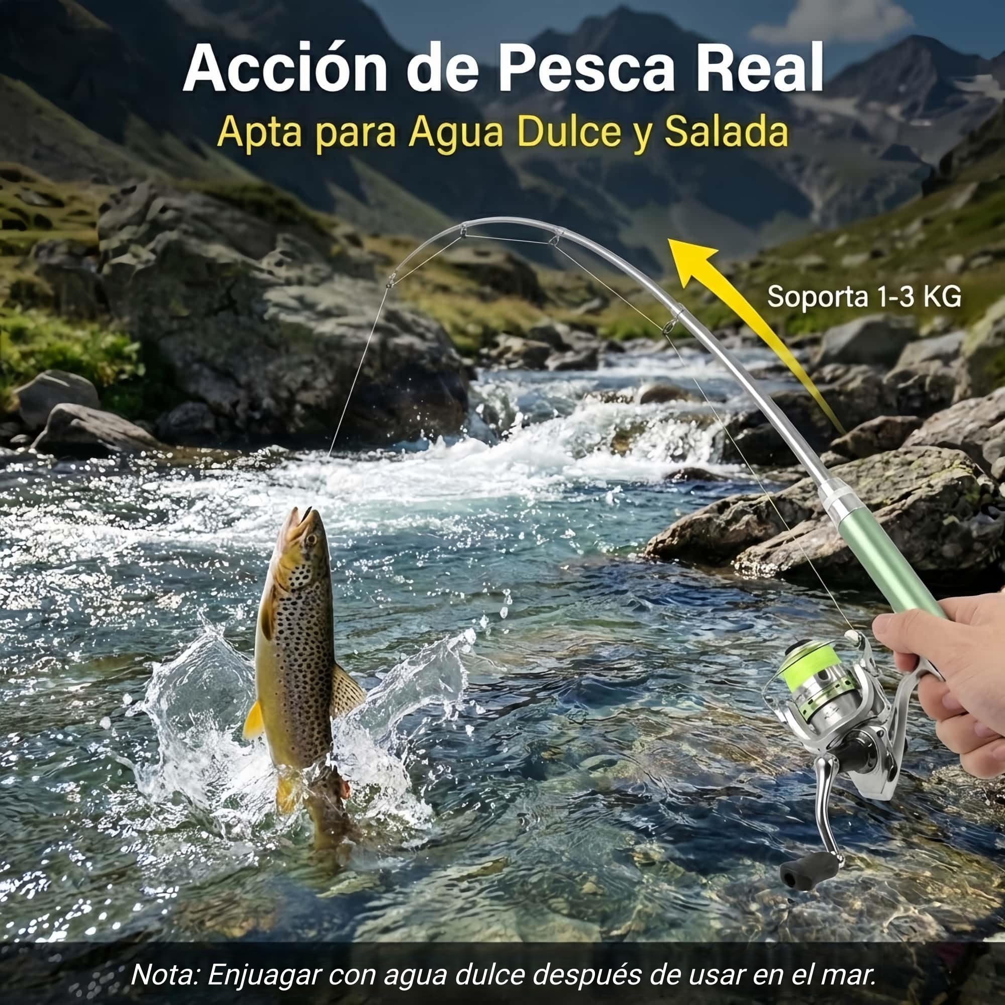 Caña de Pescar Mini bolígrafo portátil, Mini caña de Pescar, Aluminio aviación retráctil Anillo magnético Carrete 2 mas 1BB Ratio 4.3 a 1, Equipo para Hielo río 20 cm (Verde)
