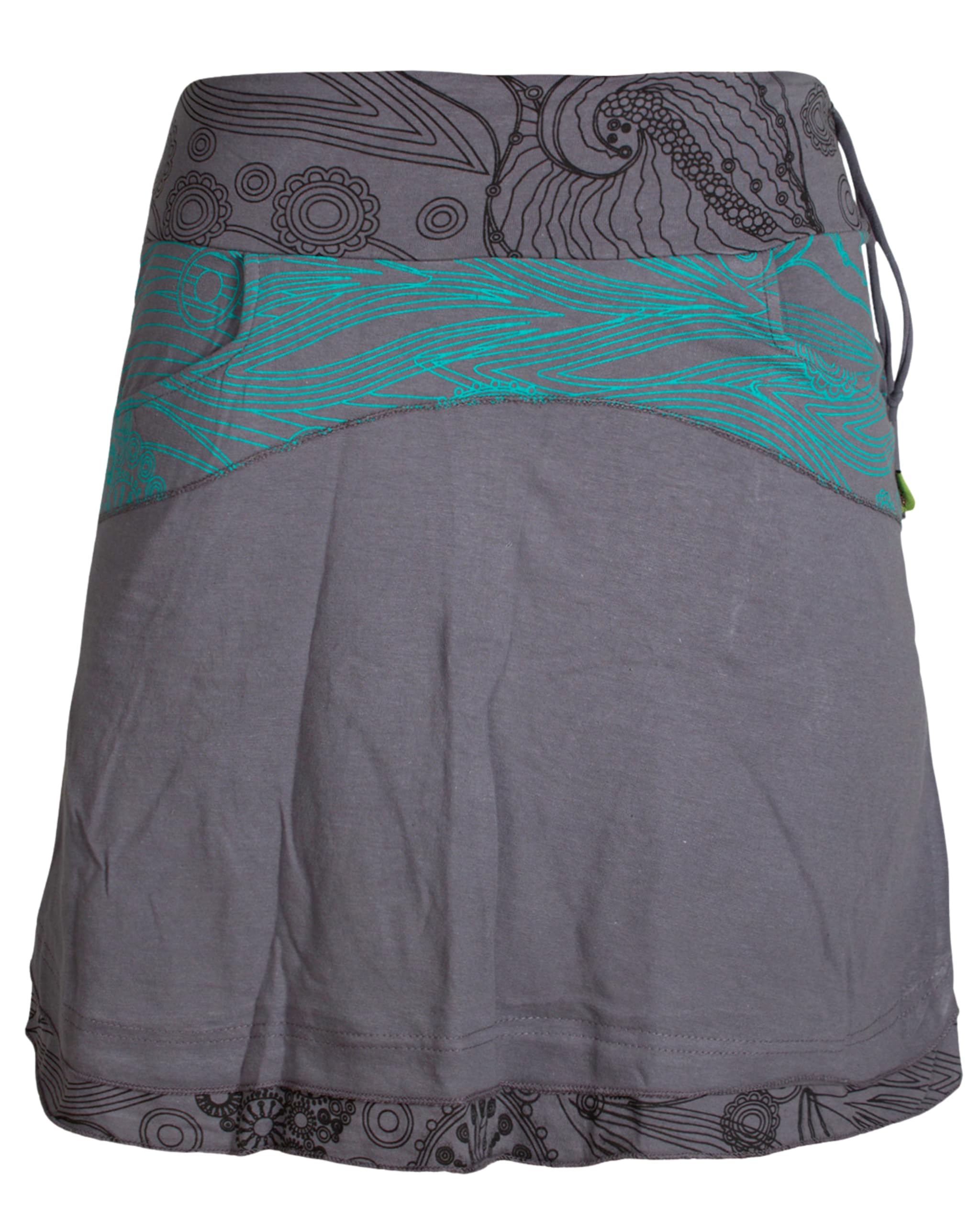 Vishes - Alternative Bekleidung - Lagenlook Goa Hippie Damen Rock Kurz Breiter Bund Taschen Röcke