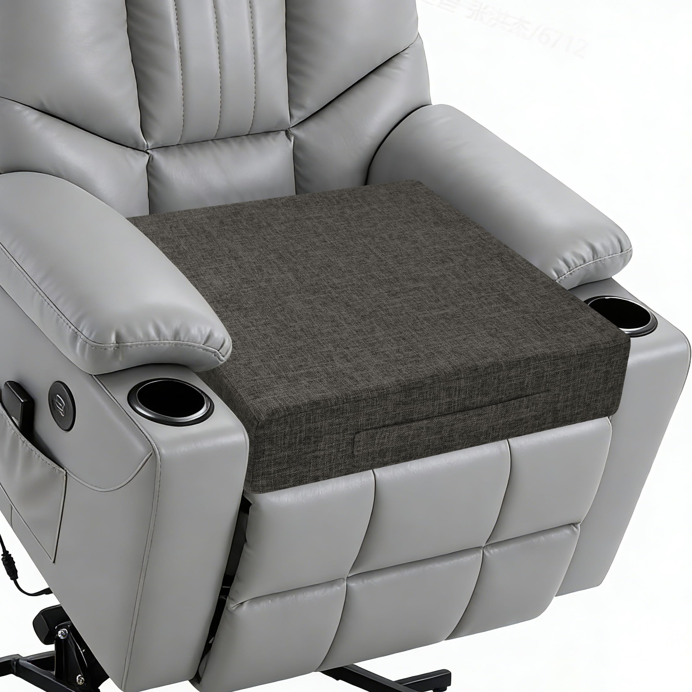 FlyGulls Recliner Cushions for Elderly 50X50X10 cm Thick Seat Cushion for Recliner Chair with Non-Slip Bottom and Washable Cover Square Chair Cushions for Couch, Armchair, Floor (1, Dark Grey)