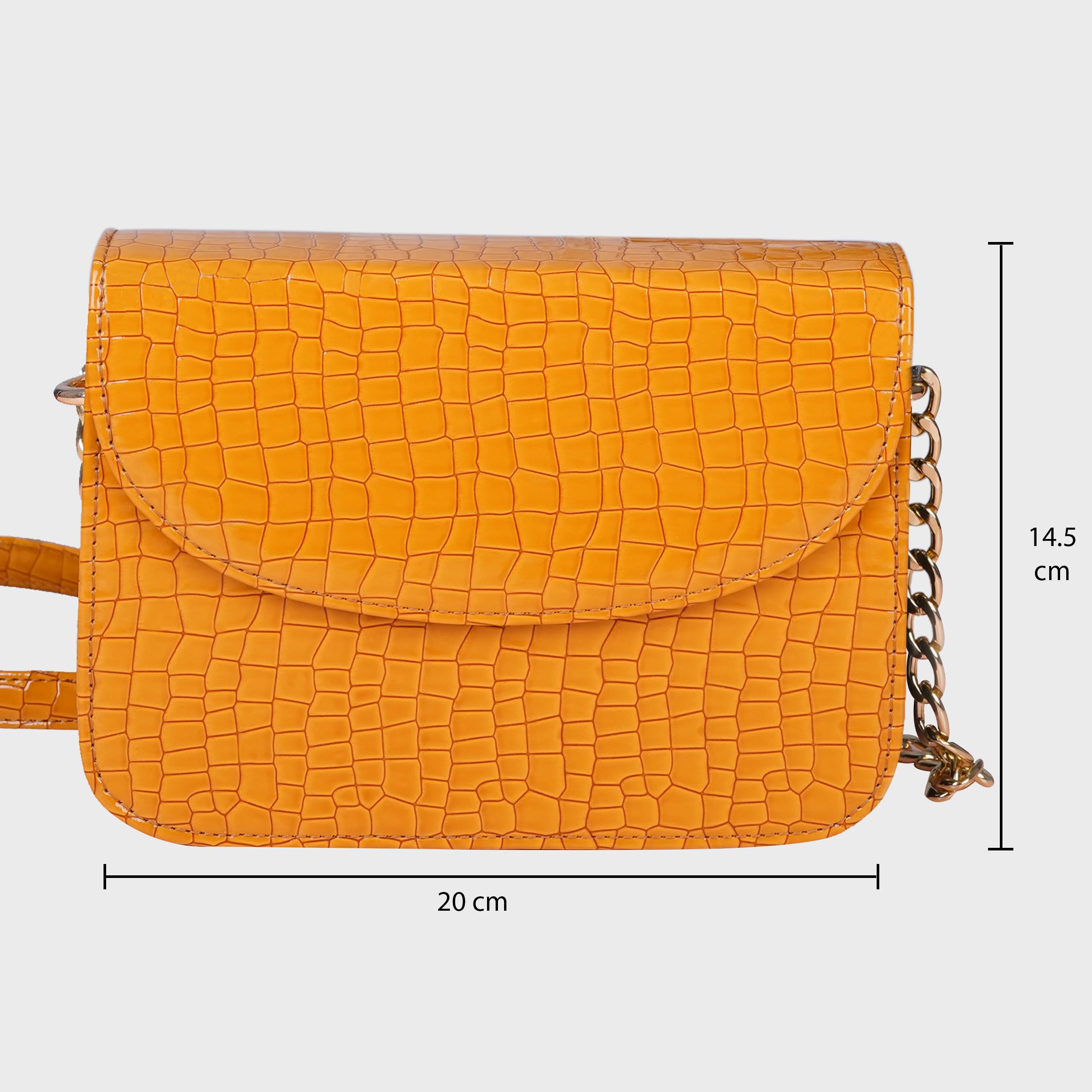 The Wallet Store Premium Brick Style Leather Sling Bag - Yellow