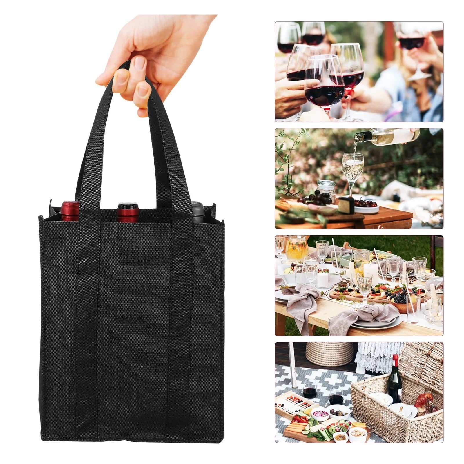 Elegante Weinflaschenbeutel, wiederverwendbar, Bierflaschen, Picknick, Einweihungsfeier, zum Aufbewahren und Transportieren, 6 Stück