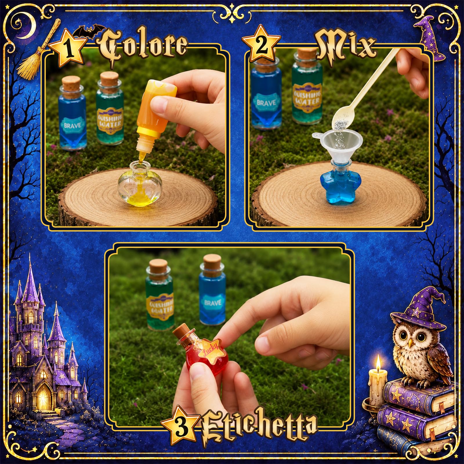 Wothfav Kit di Pozioni Misteriose per Bambini, Mescola 22 Pozioni Magiche, Pozioni Magiche Bambina, Giocattolo Creativo Artigianali, Kit di Pozioni Fatate Lavoretti Creativi per Bambini 6-12 Anni